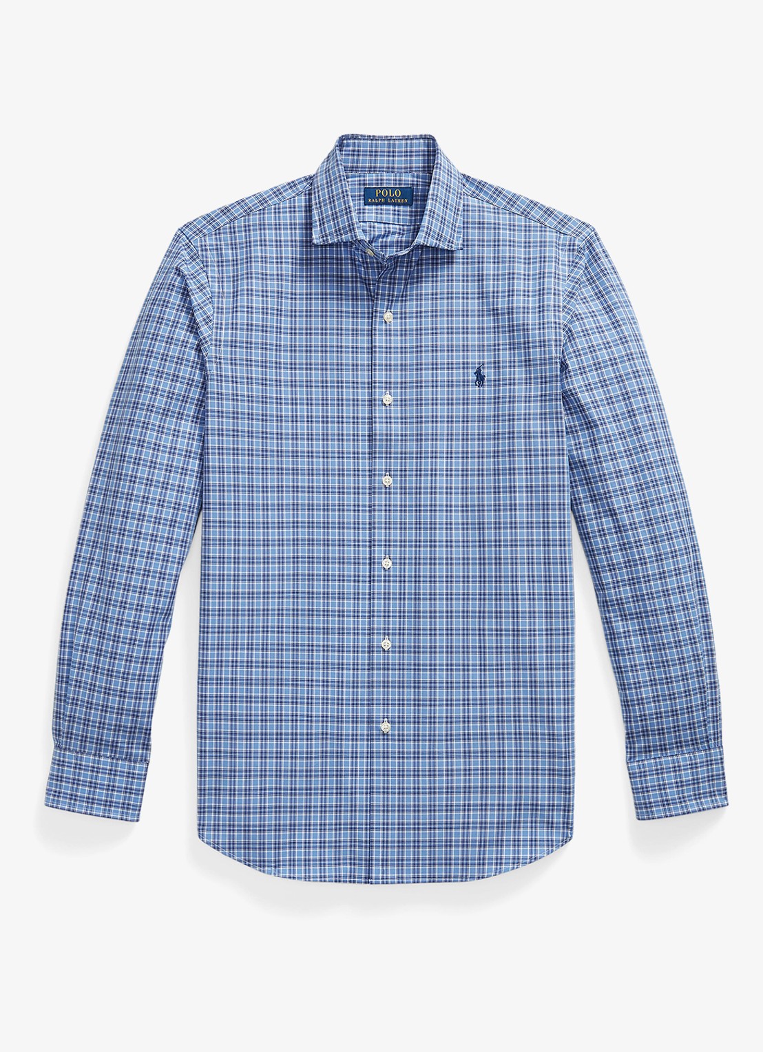 Ralph Lauren Custom fit overhemd met ruitdessin en logoborduring - voorkant blue multi / blauw
