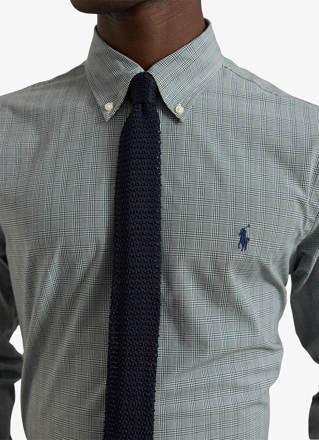 Ralph Lauren Custom fit overhemd met ruitdessin en logoborduring - detail 4 moss agate white / mosgroen