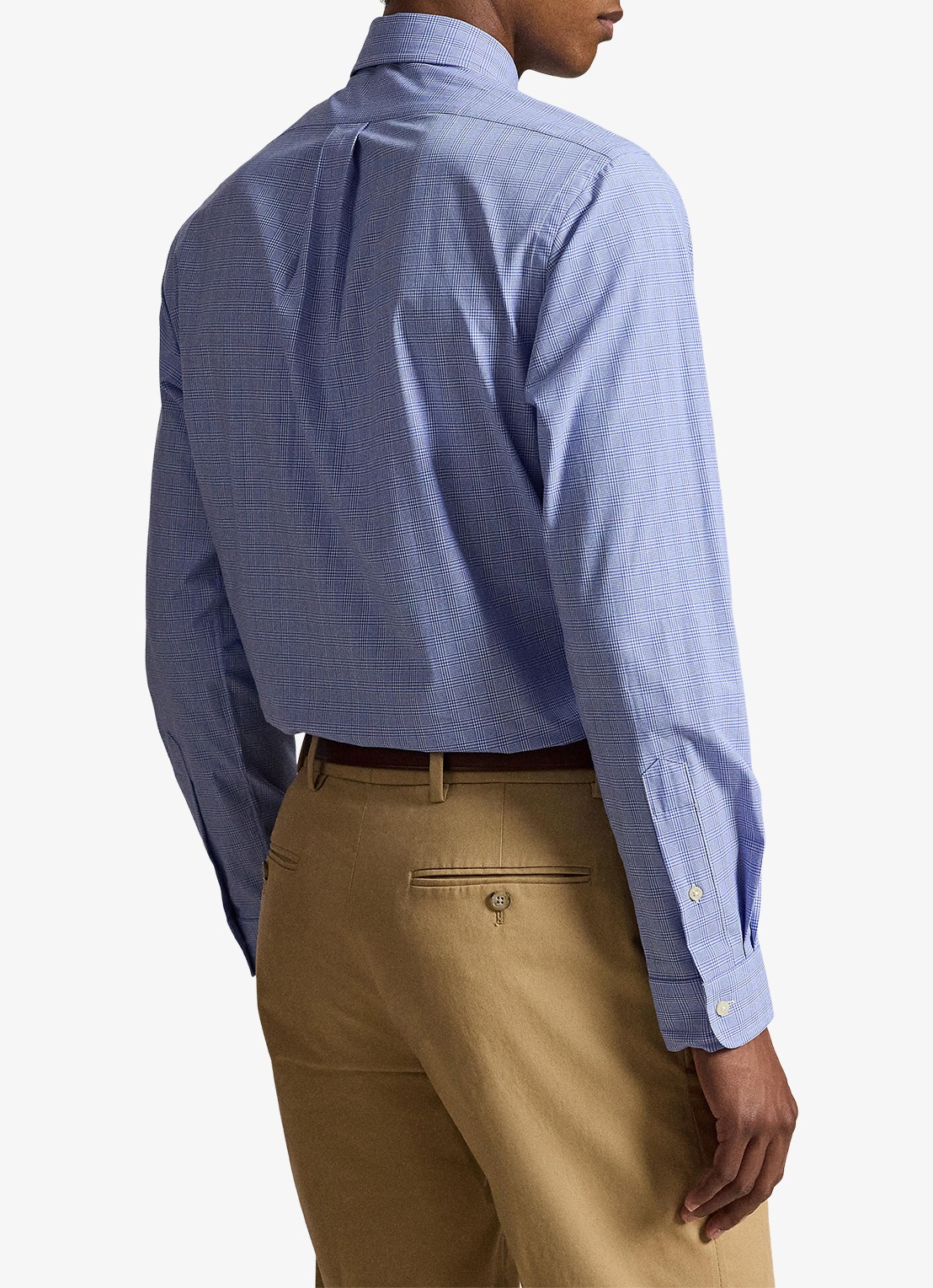 Ralph Lauren Custom fit overhemd met ruitdessin en logoborduring - achterkant 3 maidstone blue white / blauw