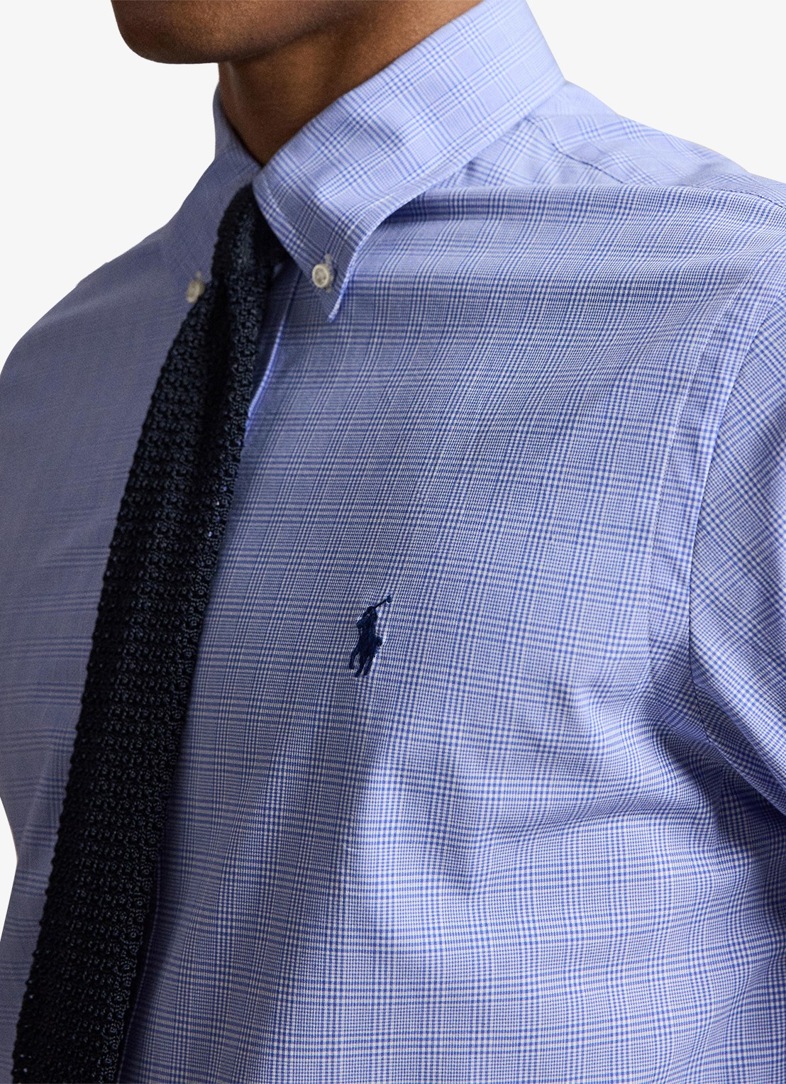 Ralph Lauren Custom fit overhemd met ruitdessin en logoborduring - detail 2 maidstone blue white / blauw