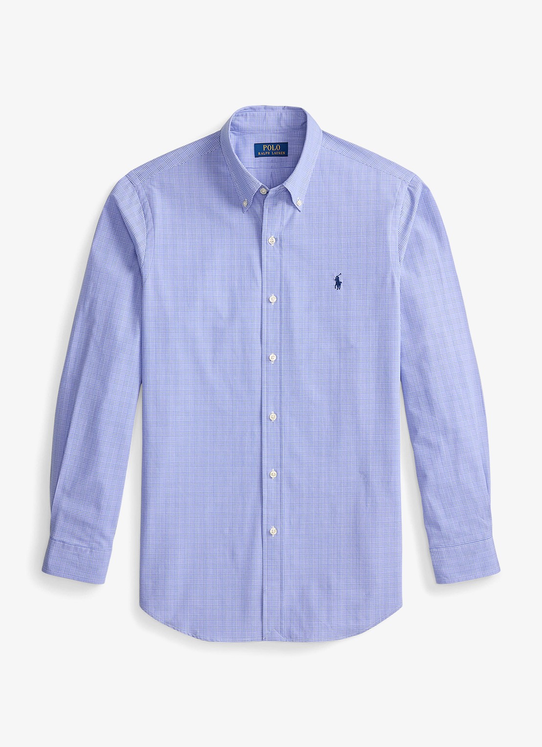 Ralph Lauren Custom fit overhemd met ruitdessin en logoborduring - voorkant 4 maidstone blue white / blauw