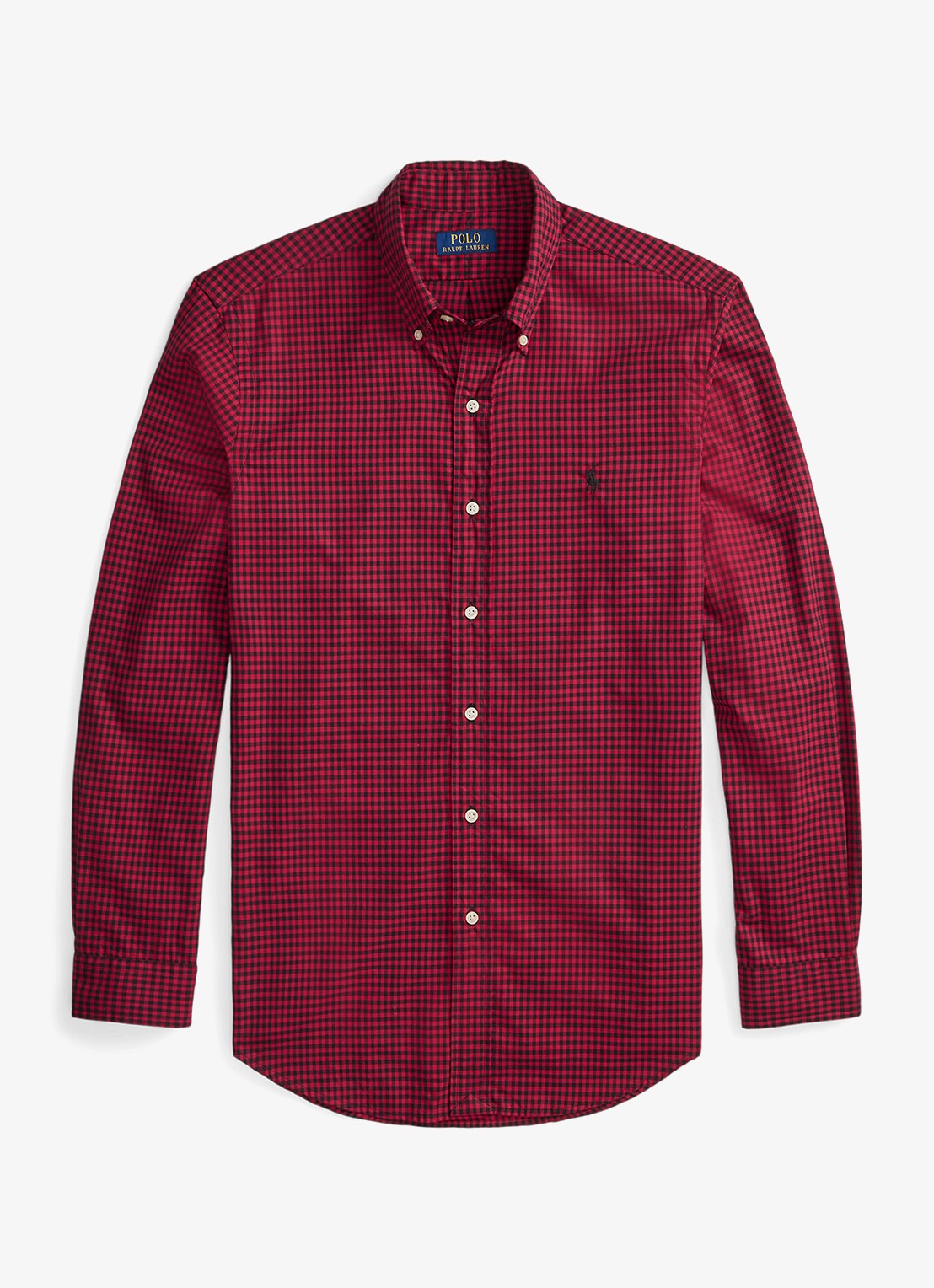 Ralph Lauren Custom fit overhemd met ruitdessin - voorkant 4 wine/nero