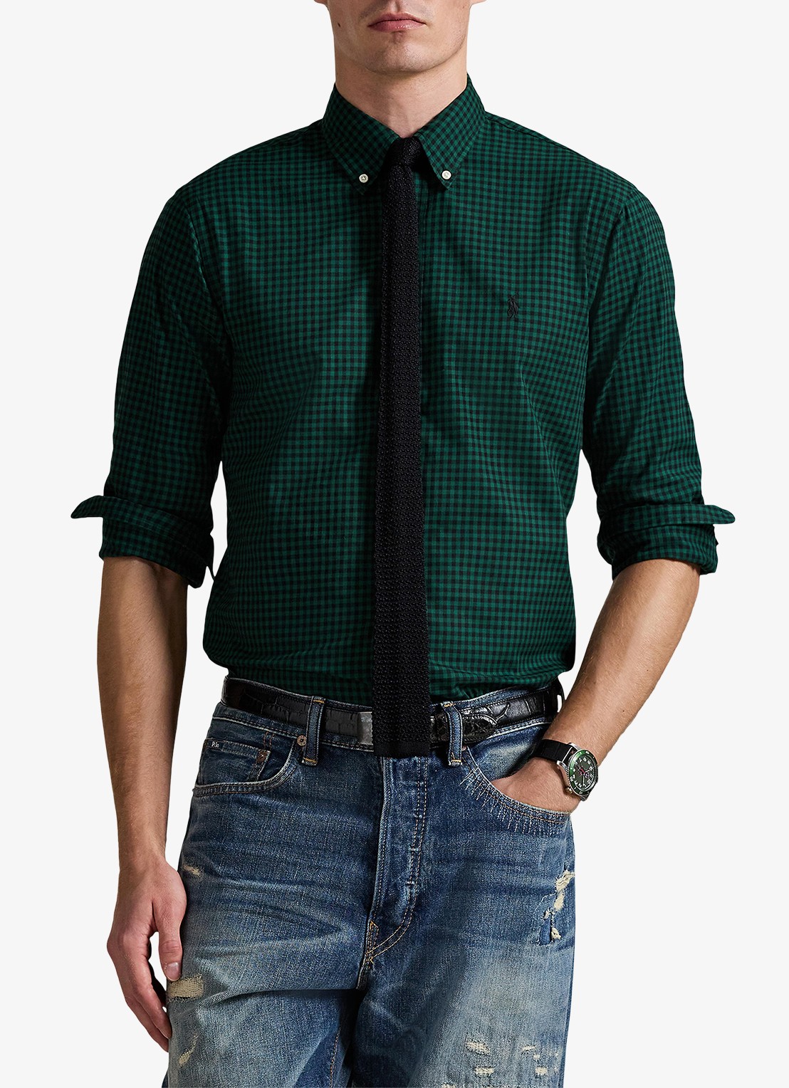 Ralph Lauren Custom fit overhemd met ruitdessin - detail pine/black