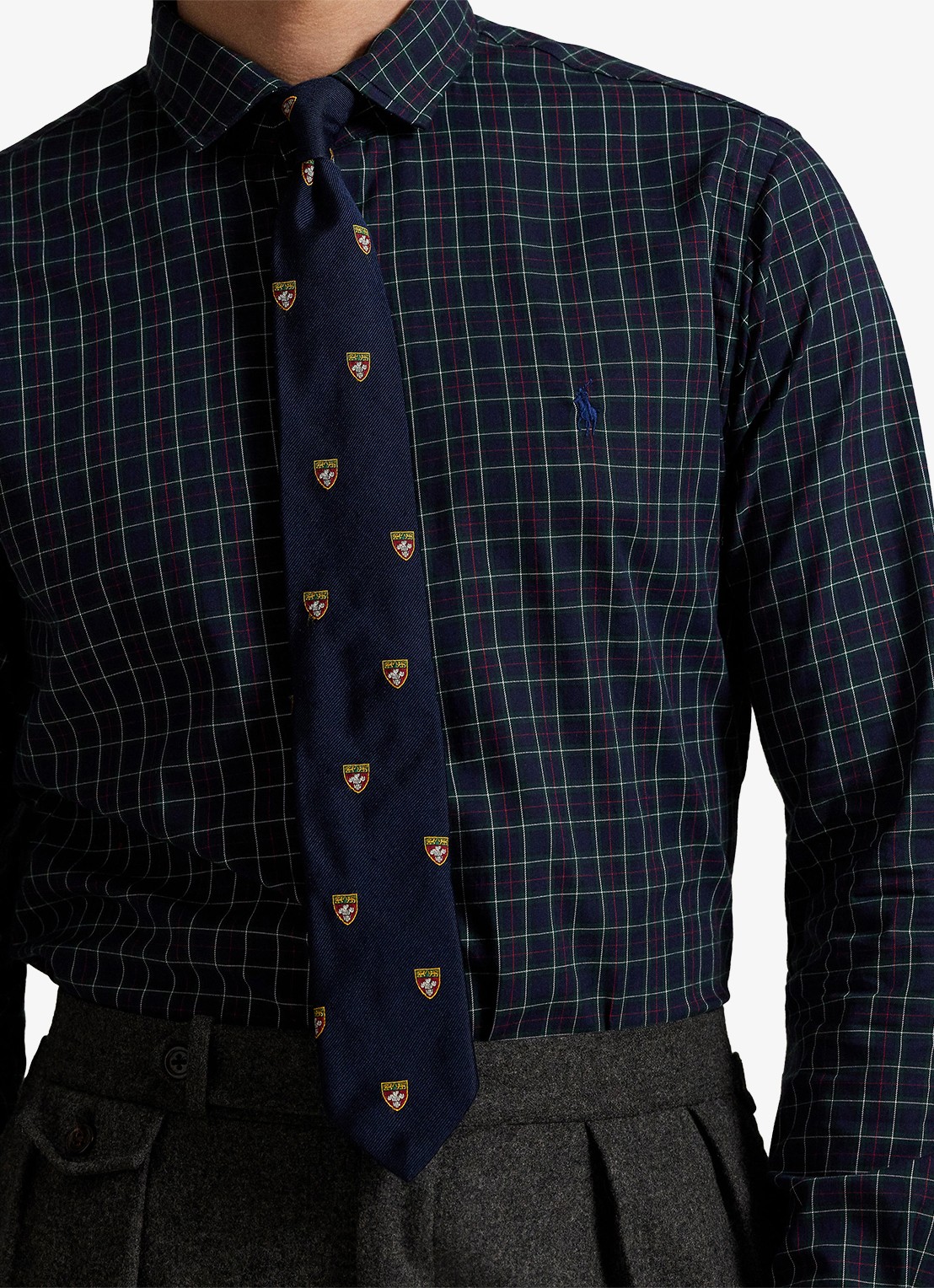 Ralph Lauren Custom fit overhemd met ruitdessin - detail 5 navy forest / donkerblauw