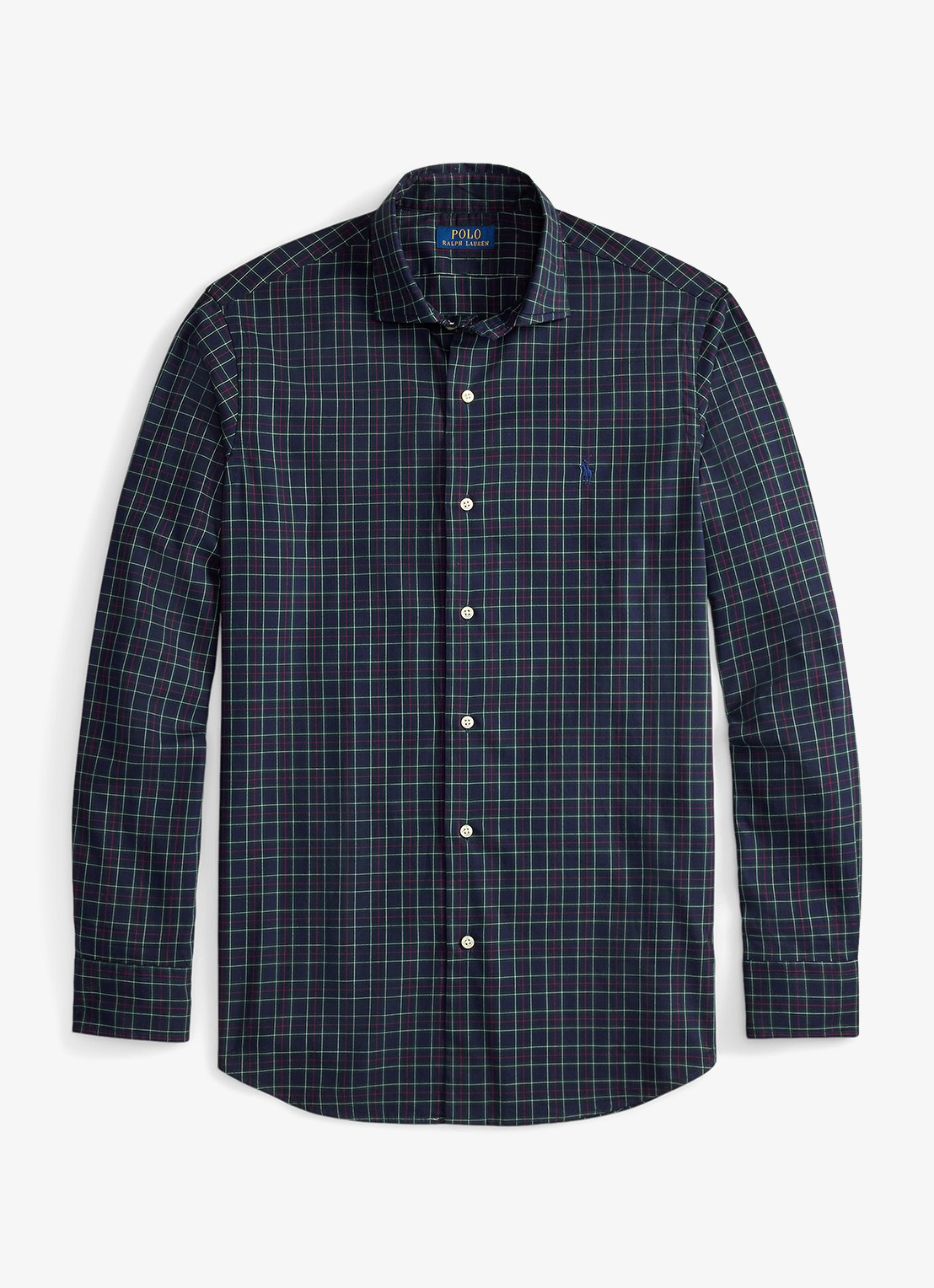 Ralph Lauren Custom fit overhemd met ruitdessin - voorkant 2 navy forest / donkerblauw