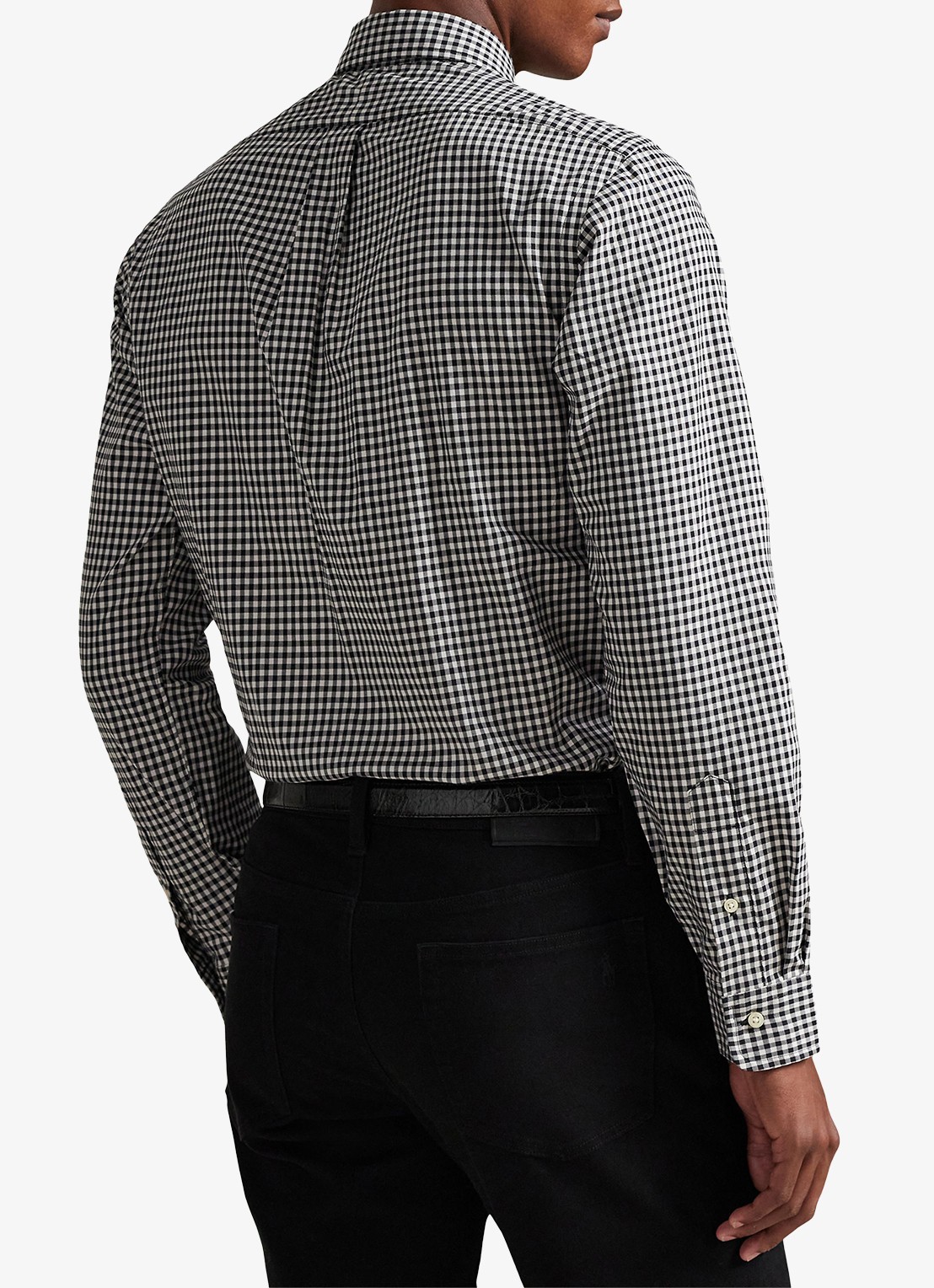 Ralph Lauren Custom fit overhemd met ruitdessin - achterkant 2 nero/blanc