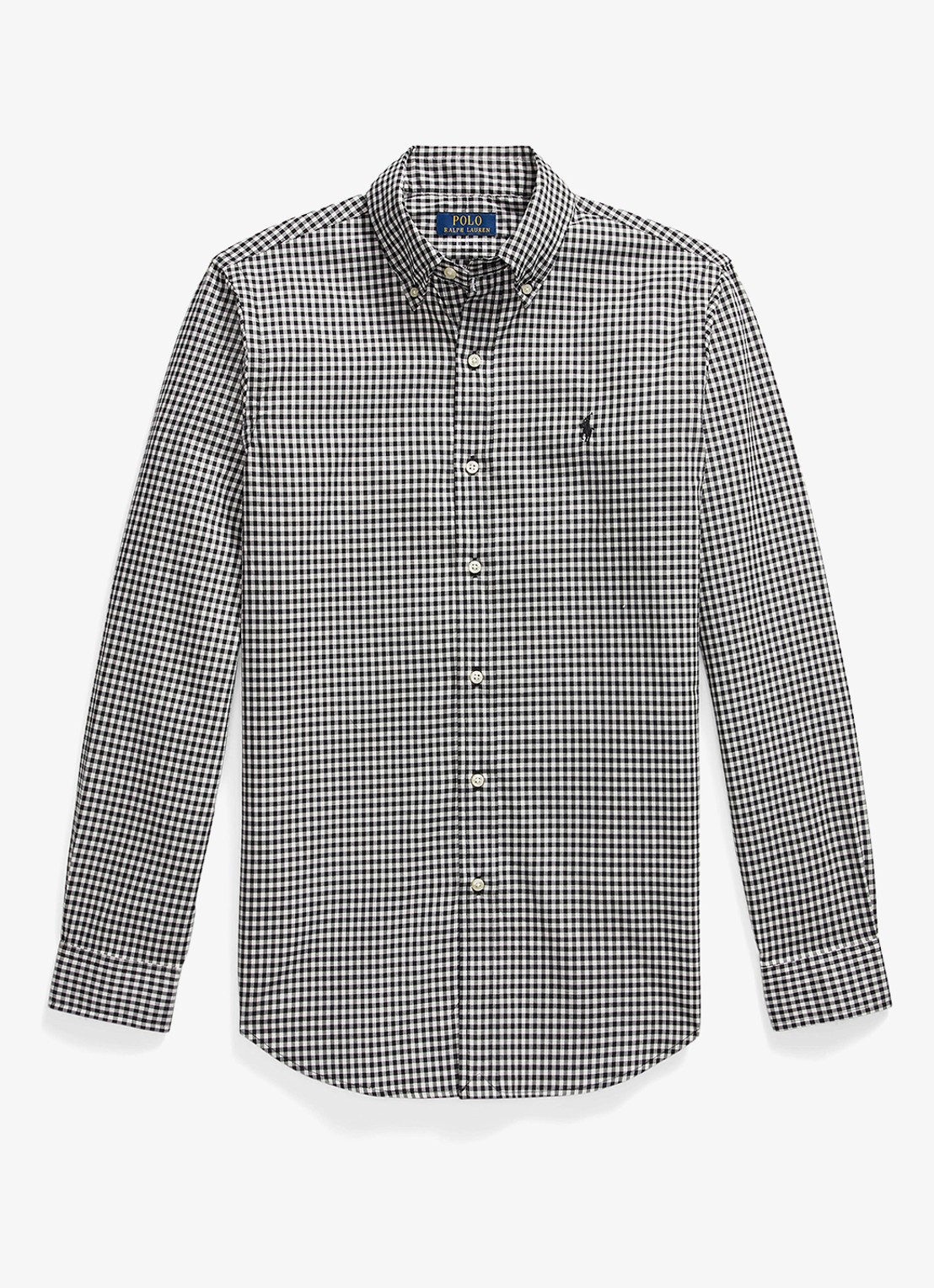 Ralph Lauren Custom fit overhemd met ruitdessin - voorkant 3 nero/blanc