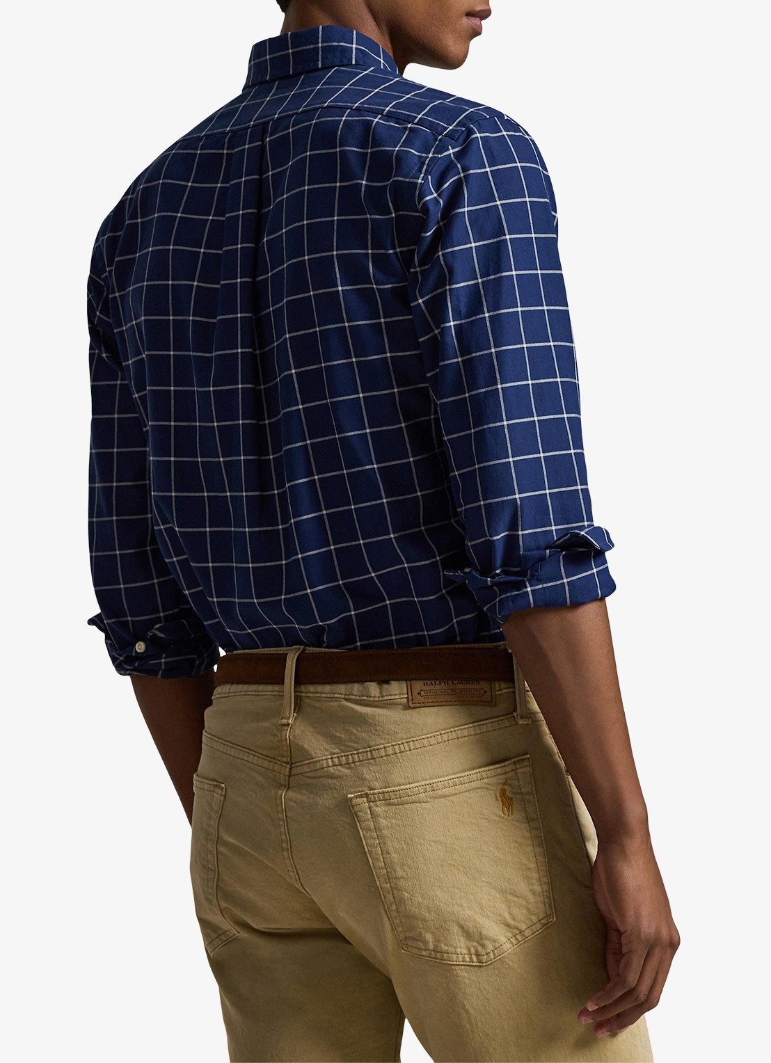 Ralph Lauren Custom fit overhemd met ruitdessin - achterkant 3 navy white / donkerblauw