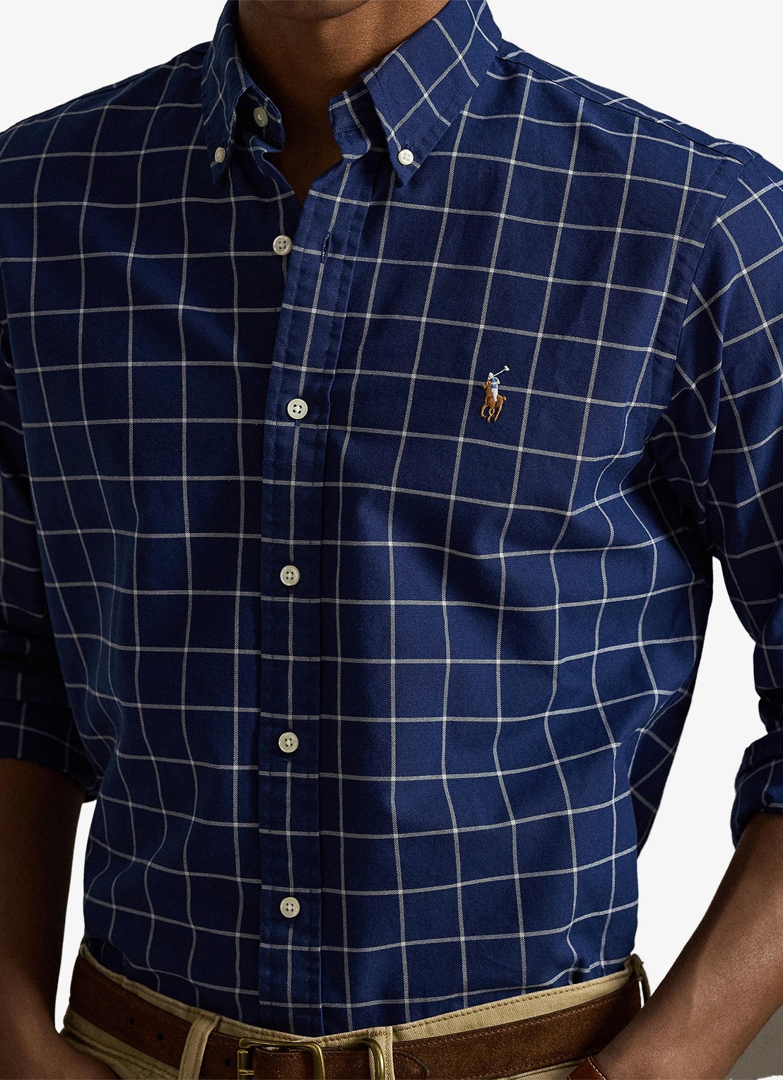Ralph Lauren Custom fit overhemd met ruitdessin - detail 2 navy white / donkerblauw