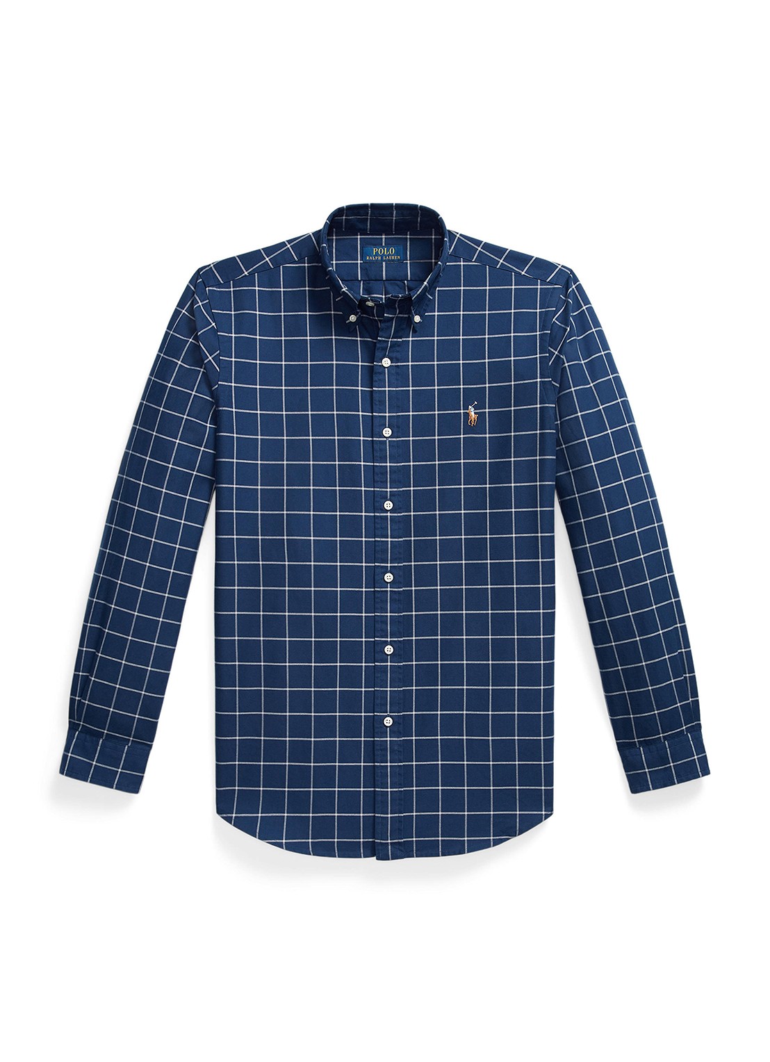 Ralph Lauren Custom fit overhemd met ruitdessin - voorkant 4 navy white / donkerblauw