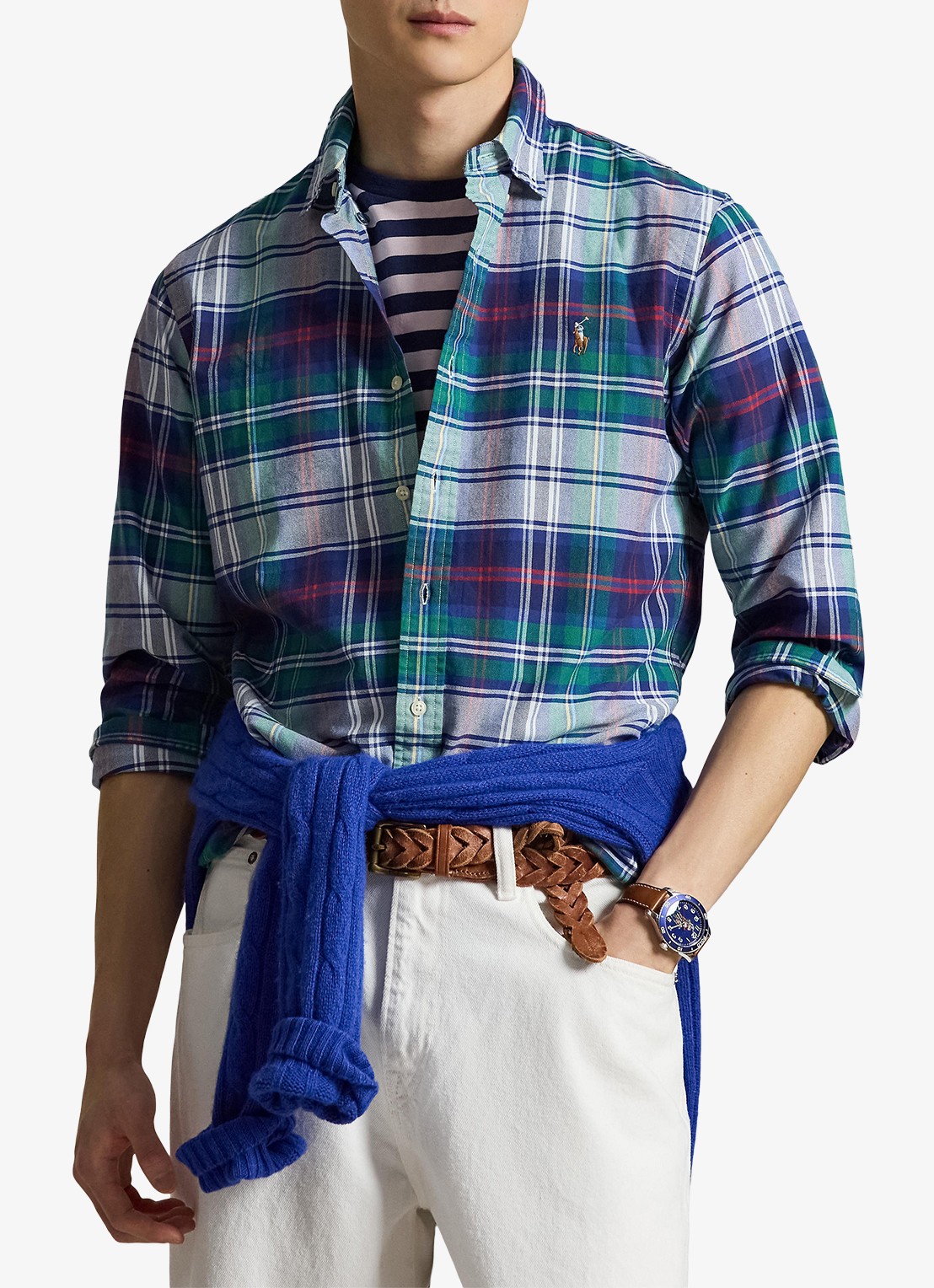 Ralph Lauren Custom fit overhemd met ruitdessin - detail 4 green blue multi / groen