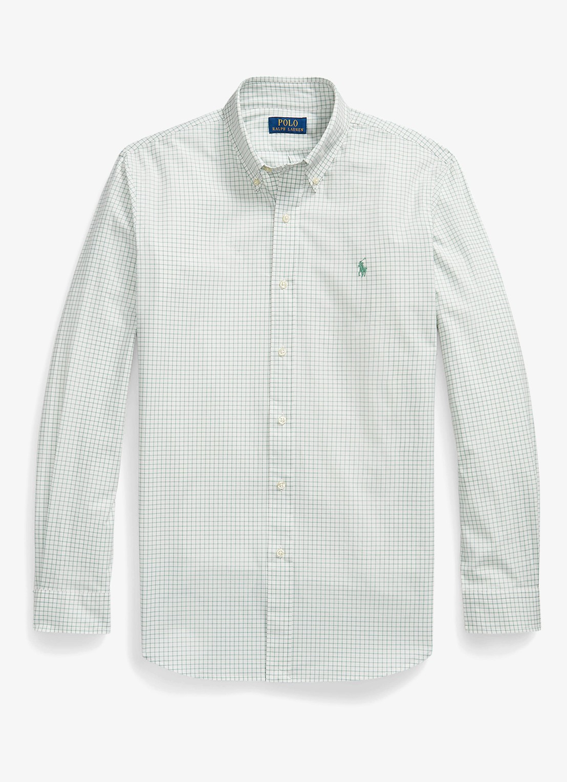 Ralph Lauren Custom fit overhemd met ruitdessin - voorkant faded mint white / mint