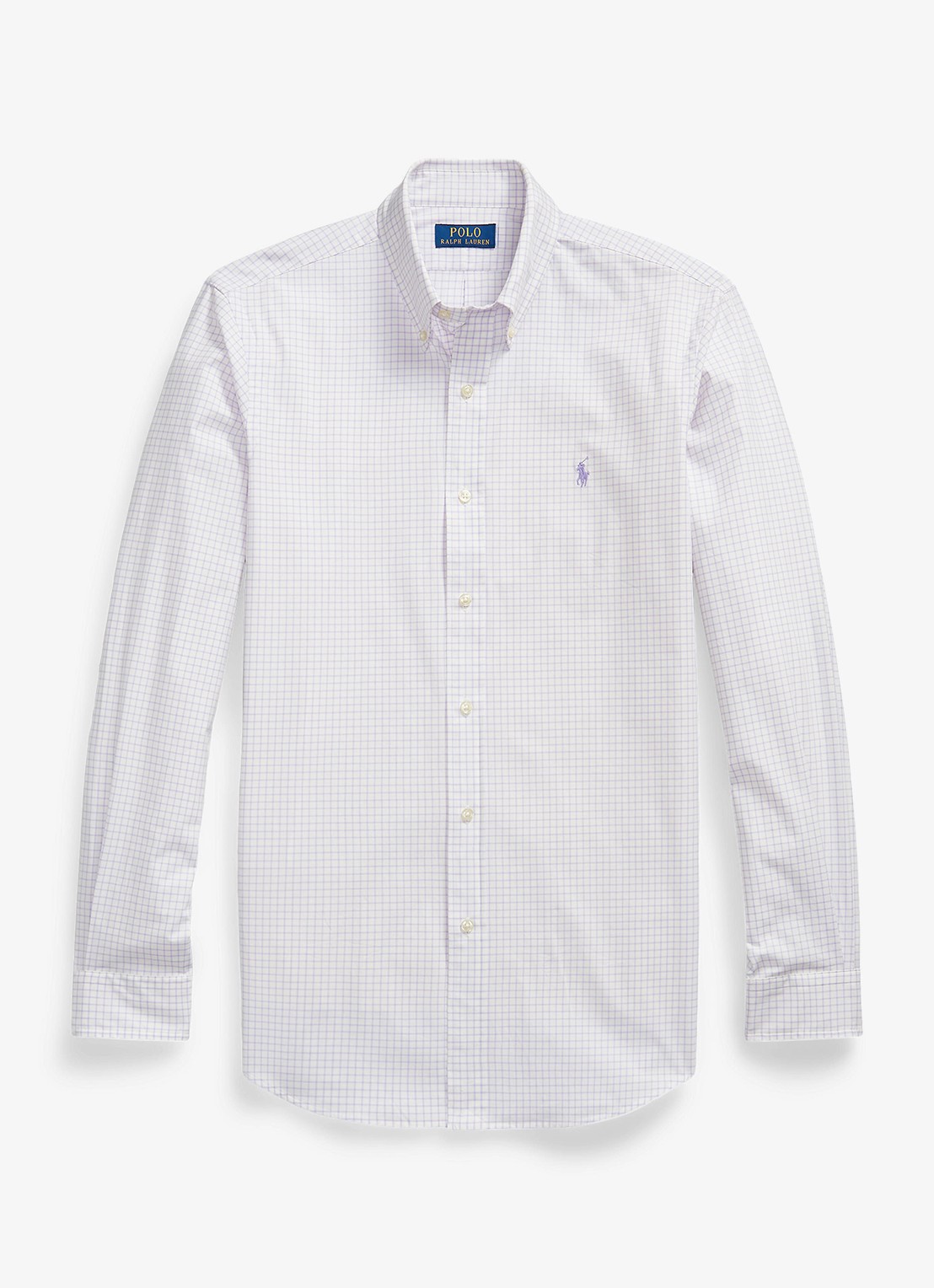 Ralph Lauren Custom fit overhemd met ruitdessin - voorkant 4 powder purple white / paars