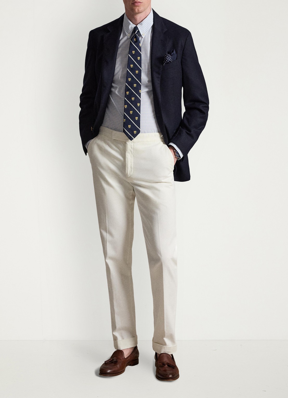 Ralph Lauren Custom fit overhemd met ruitdessin - detail cabana blue white / blauw