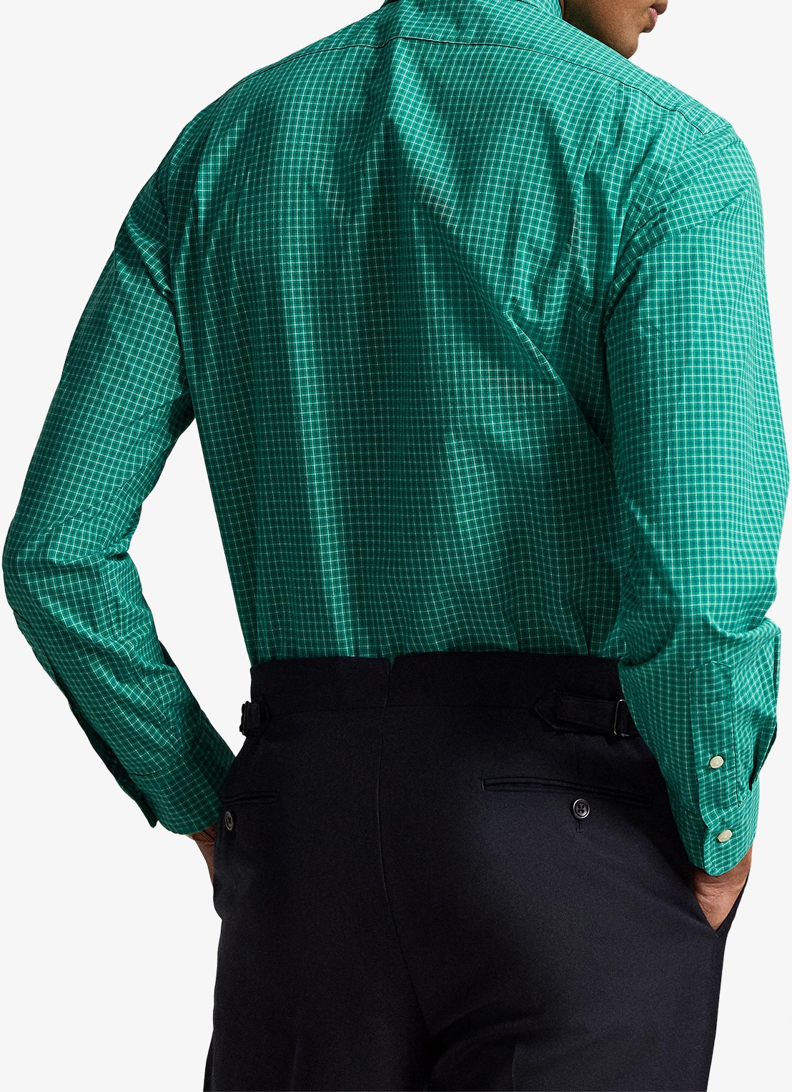 Ralph Lauren Custom fit overhemd met ruitdessin - achterkant erin green white multi / groen
