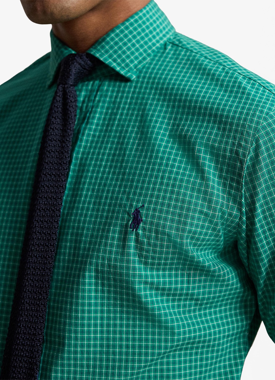 Ralph Lauren Custom fit overhemd met ruitdessin - detail 5 erin green white multi / groen