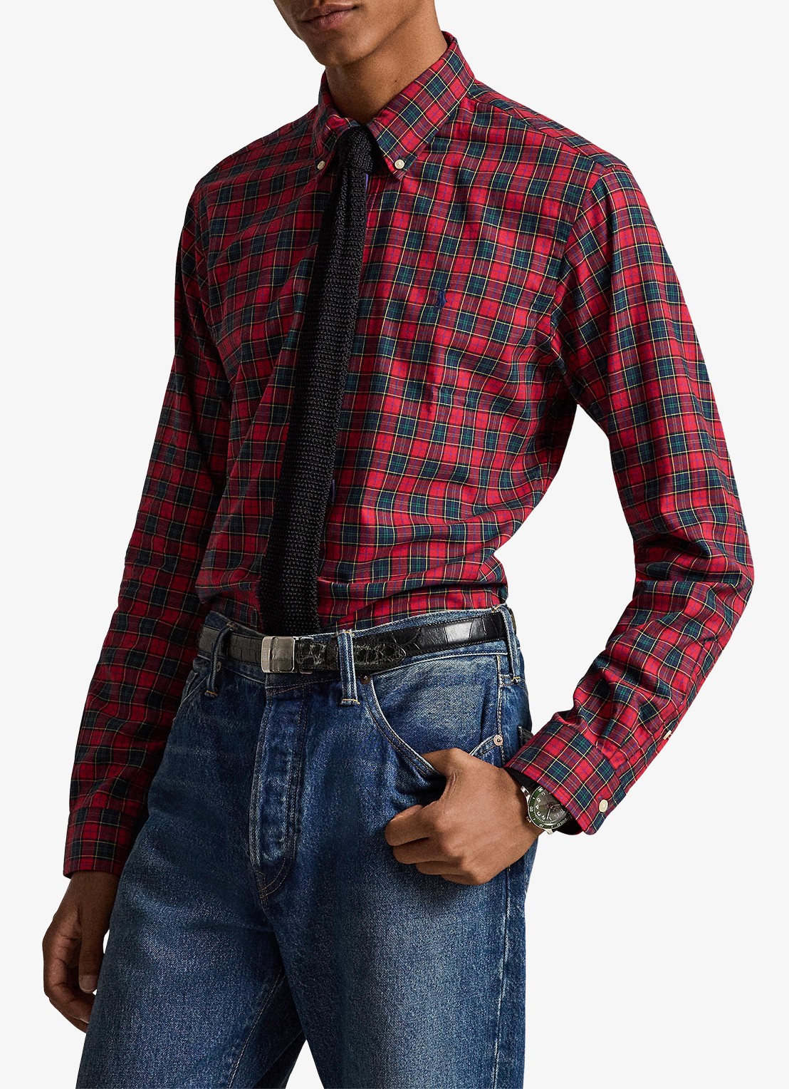 Ralph Lauren Custom fit overhemd met ruitdessin - voorkant 4 rl red active / rood