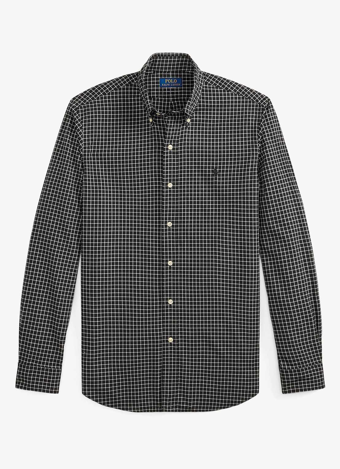 Ralph Lauren Custom fit overhemd met ruitdessin - voorkant 4 polo black cream / zwart
