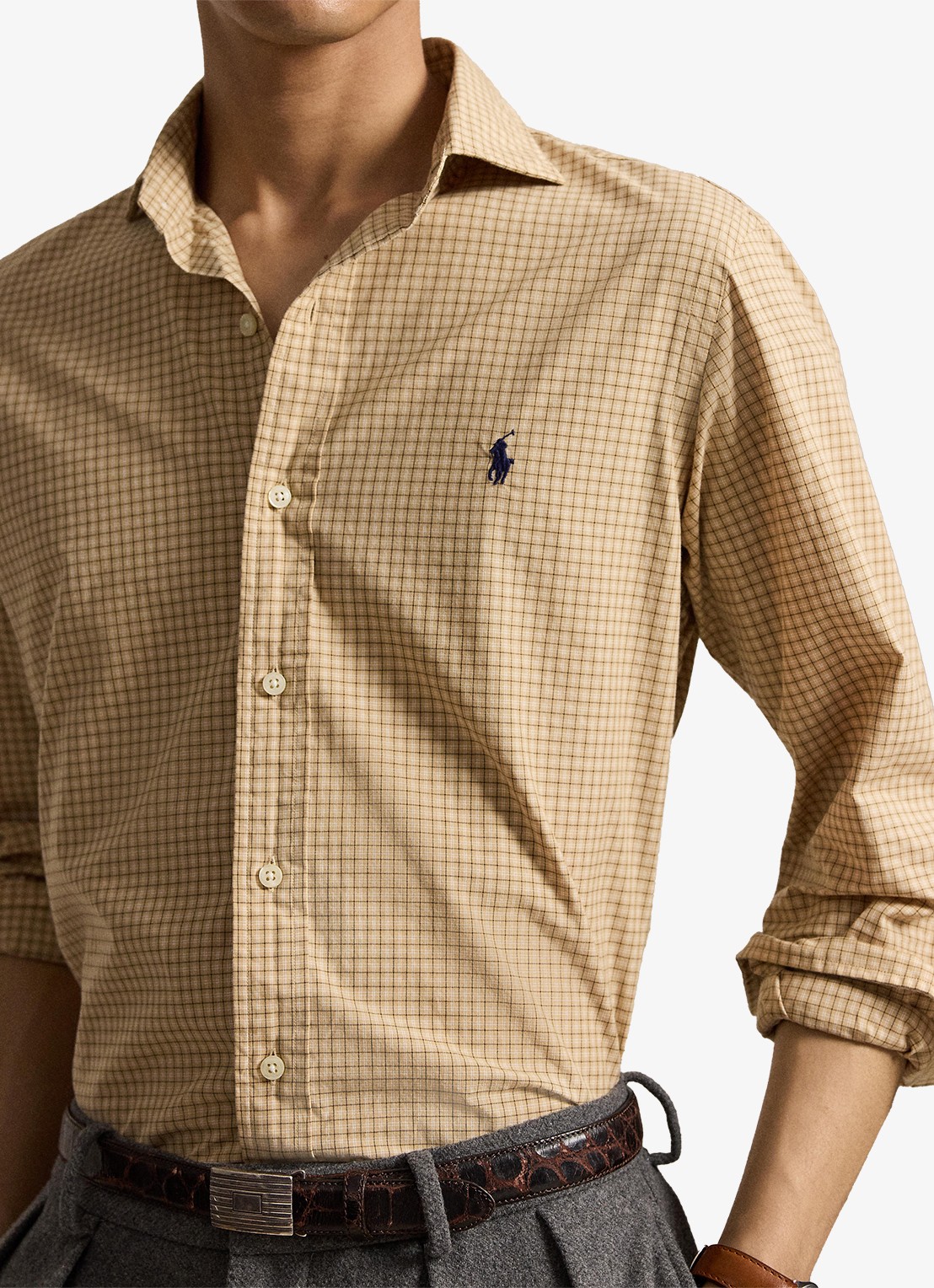 Ralph Lauren Custom fit overhemd met ruitdessin - detail 4 classic camel wht multi / camel