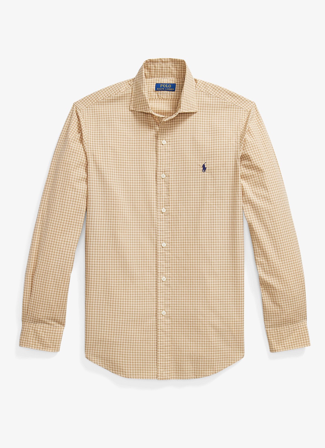 Ralph Lauren Custom fit overhemd met ruitdessin - voorkant 3 classic camel wht multi / camel