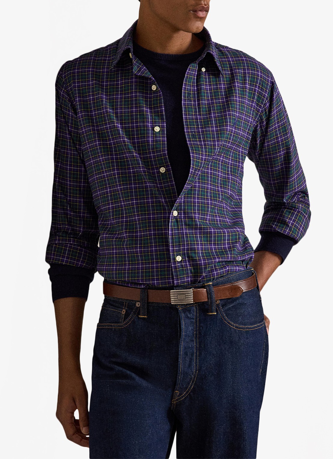 Ralph Lauren Custom fit overhemd met ruitdessin - voorkant 4 paars