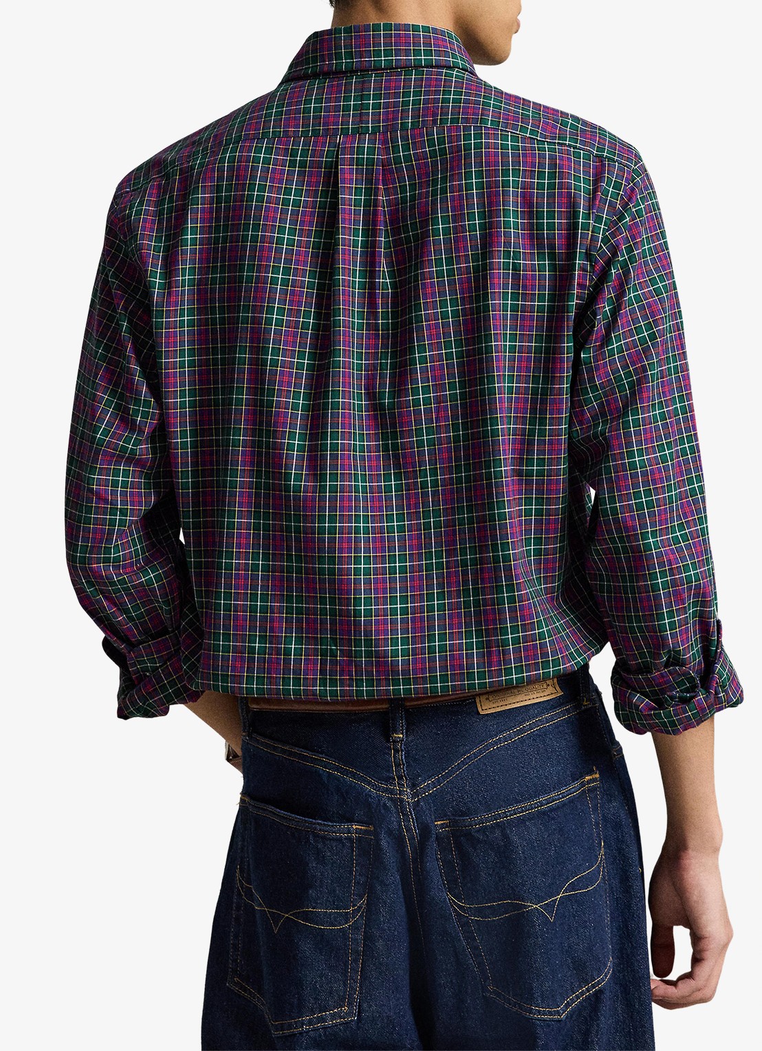 Ralph Lauren Custom fit overhemd met ruitdessin - achterkant moss agate / mosgroen