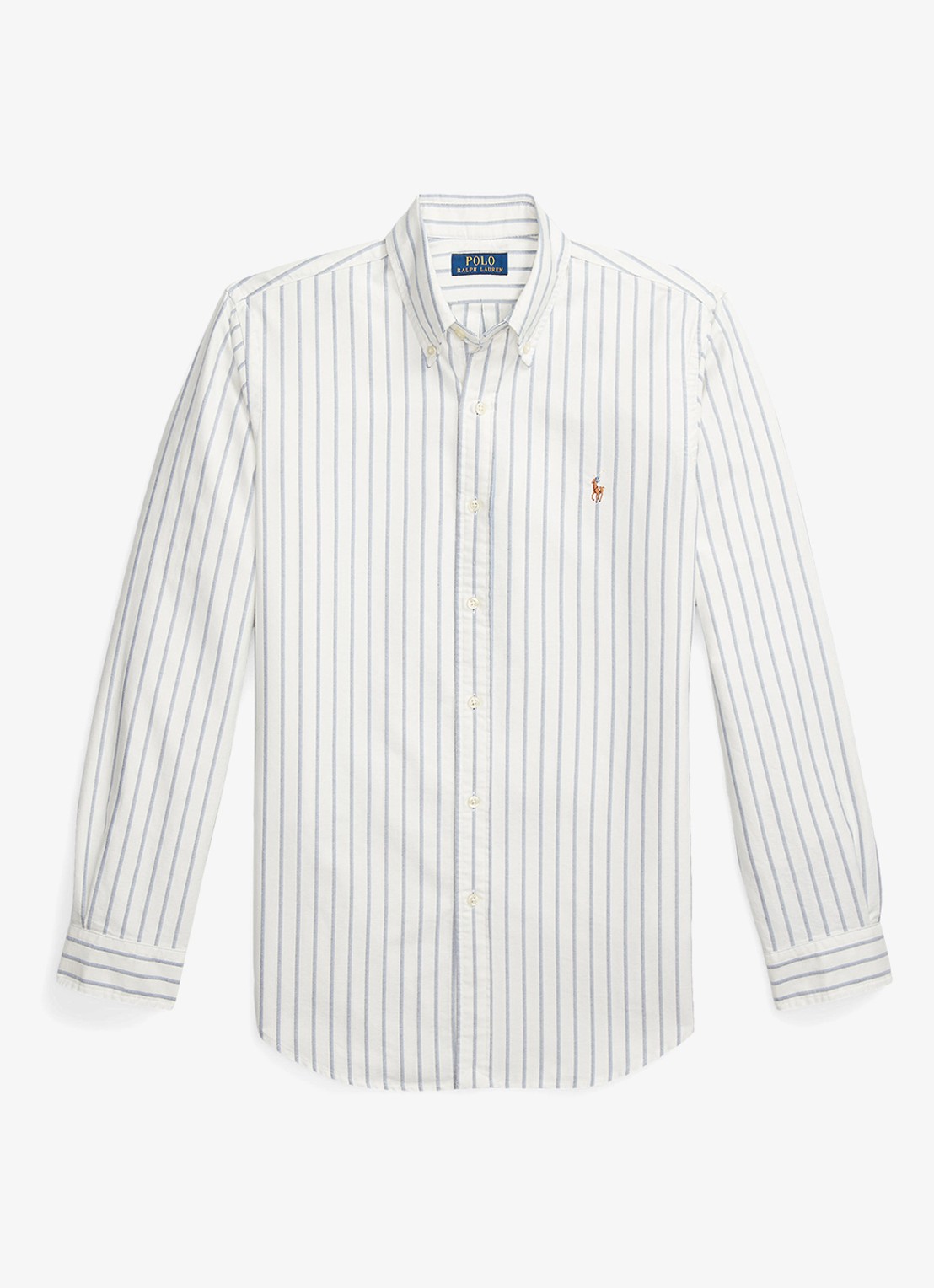 Ralph Lauren Custom Fit overhemd met streepprint en logoborduring - voorkant 3 wit