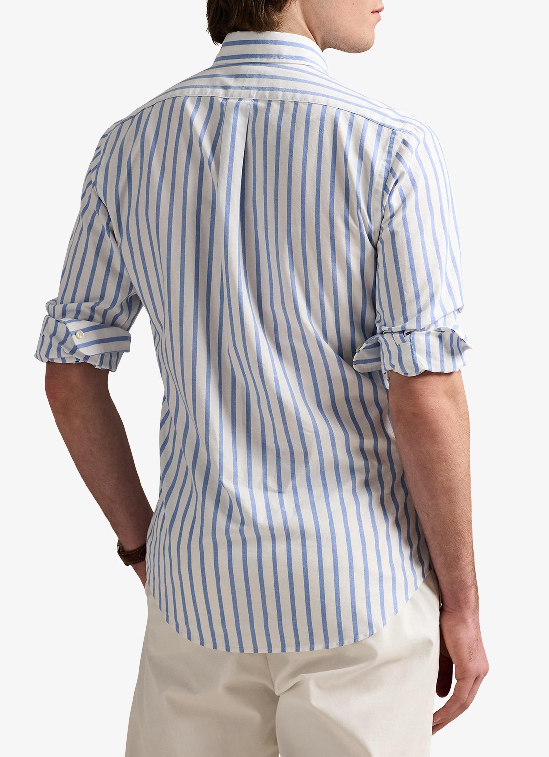 Ralph Lauren Custom fit overhemd met streepprint  - achterkant blue/white / blauw