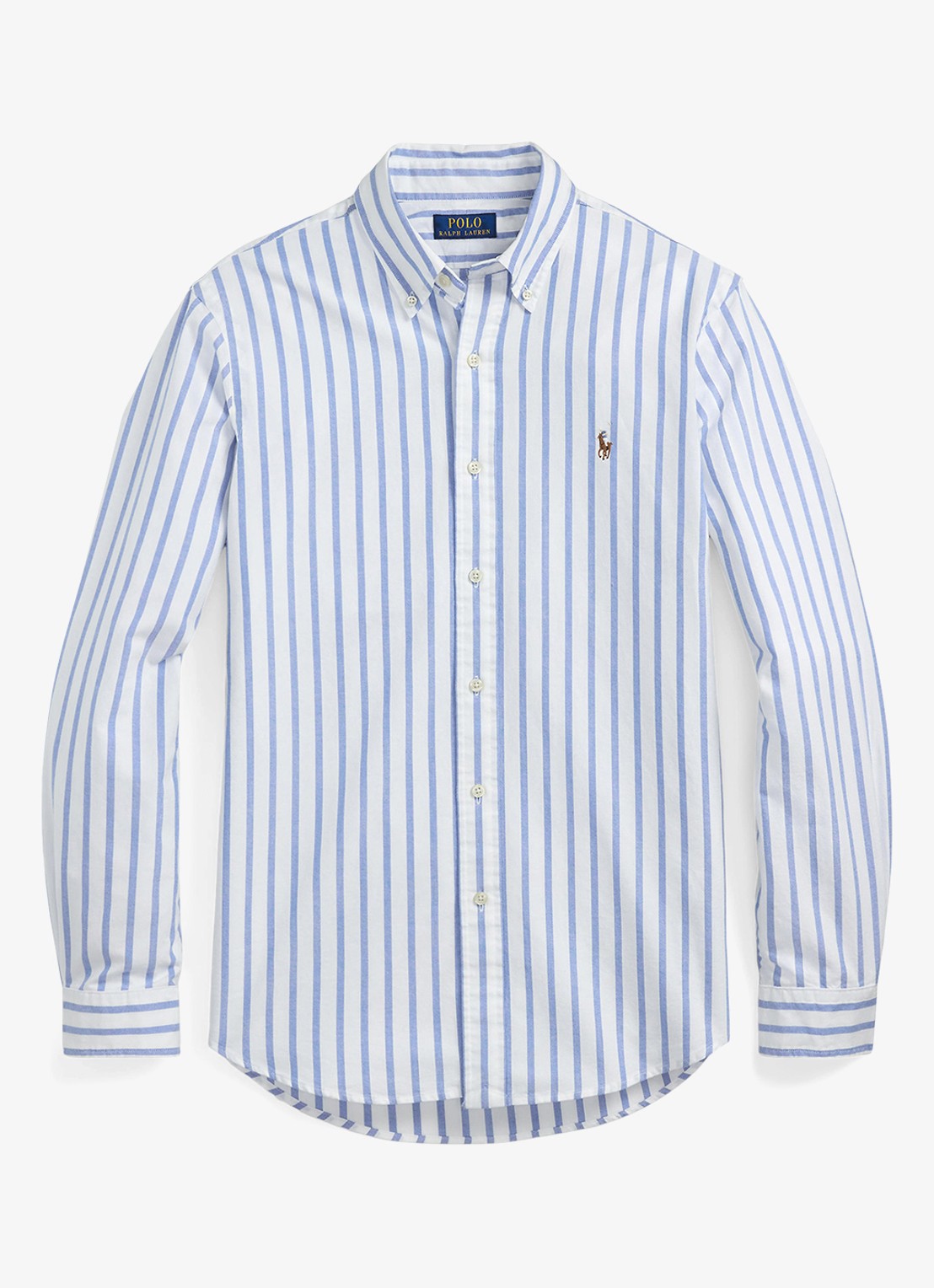 Ralph Lauren Custom fit overhemd met streepprint  - voorkant 3 blue/white / blauw