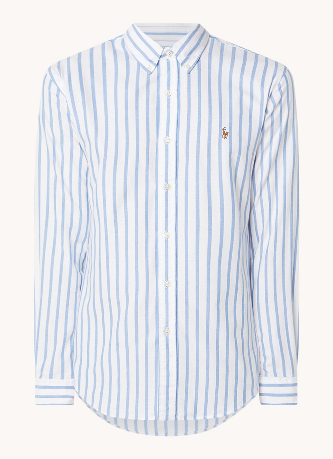 Ralph Lauren Custom fit overhemd met streepprint  - voorkant 5 blue/white / blauw