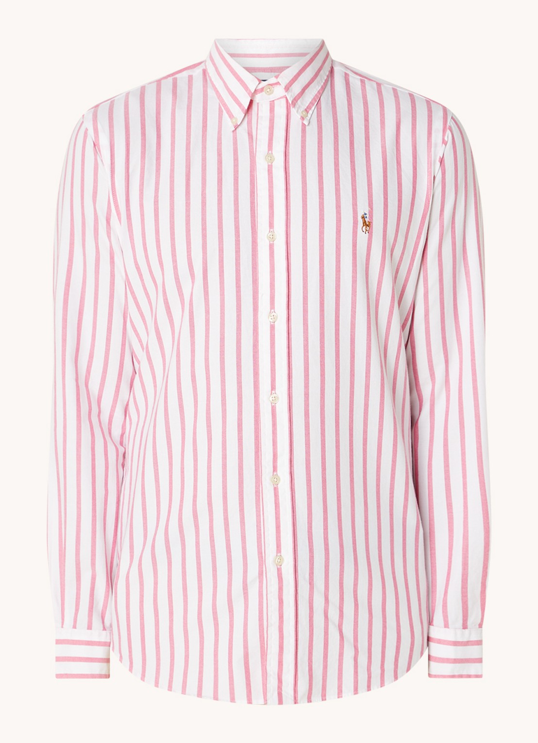 Ralph Lauren Custom fit overhemd met streepprint  - voorkant pink/white / roze