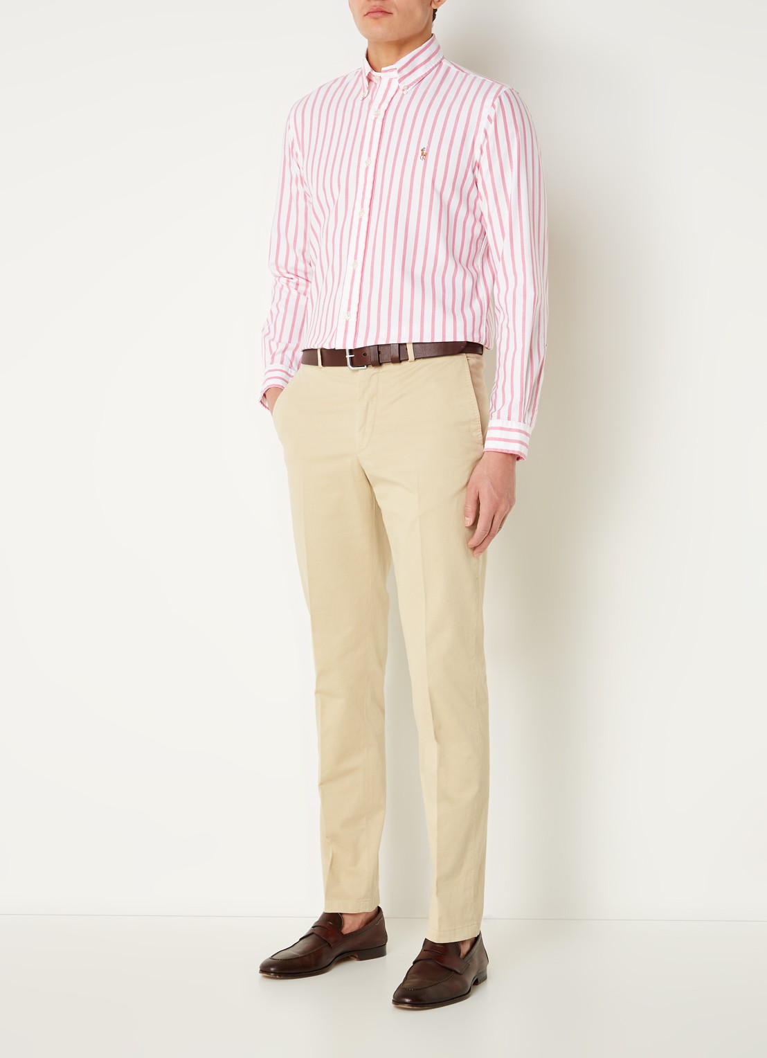 Ralph Lauren Custom fit overhemd met streepprint  - voorkant 2 pink/white / roze
