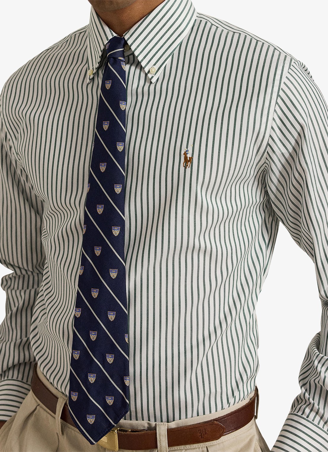 Ralph Lauren Custom fit overhemd met streepprint - detail 2 pine/white / groen