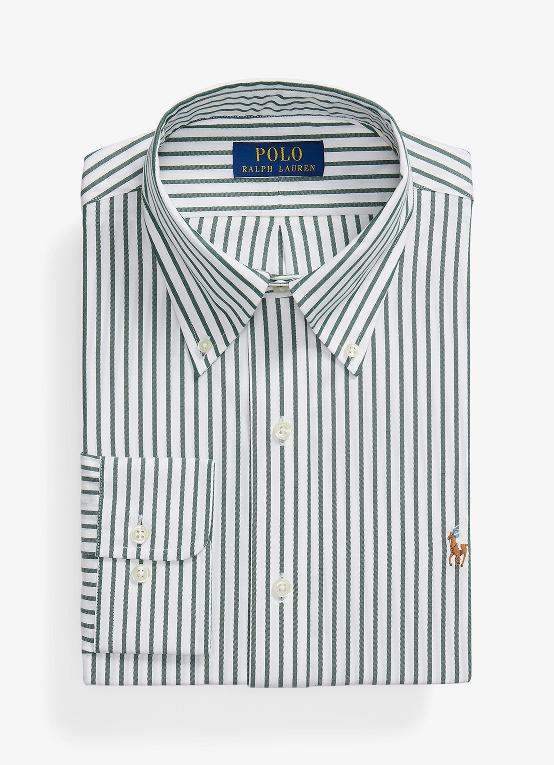 Ralph Lauren Custom fit overhemd met streepprint - voorkant pine/white / groen