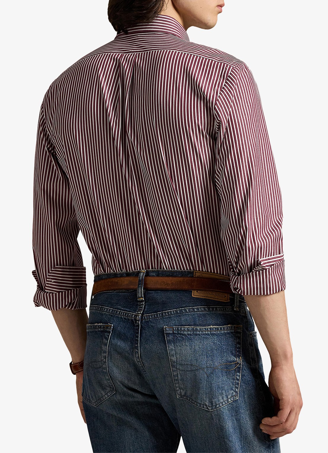 Ralph Lauren Custom fit overhemd met streepprint - achterkant 5 classic wine white / wijnrood