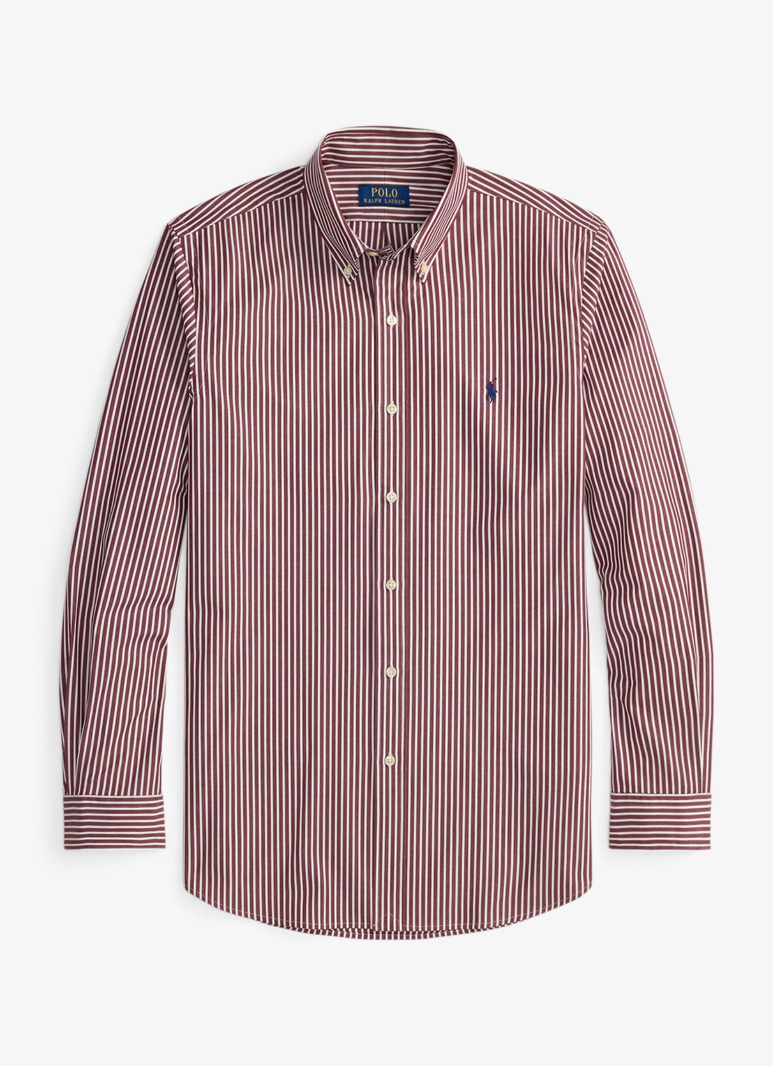 Ralph Lauren Custom fit overhemd met streepprint - voorkant 3 classic wine white / wijnrood