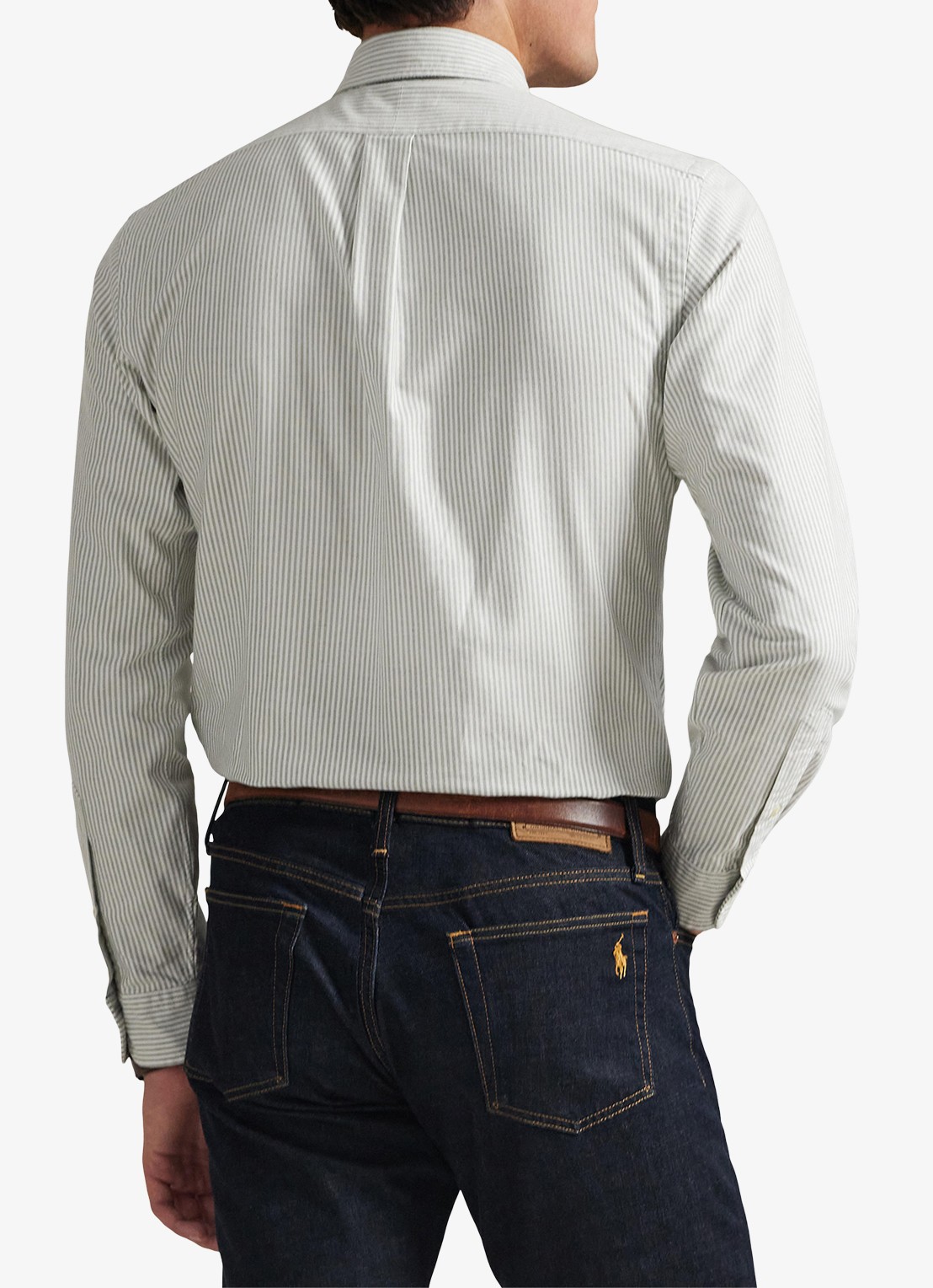 Ralph Lauren Custom fit overhemd met streepprint - achterkant 5 shamrock white / wit