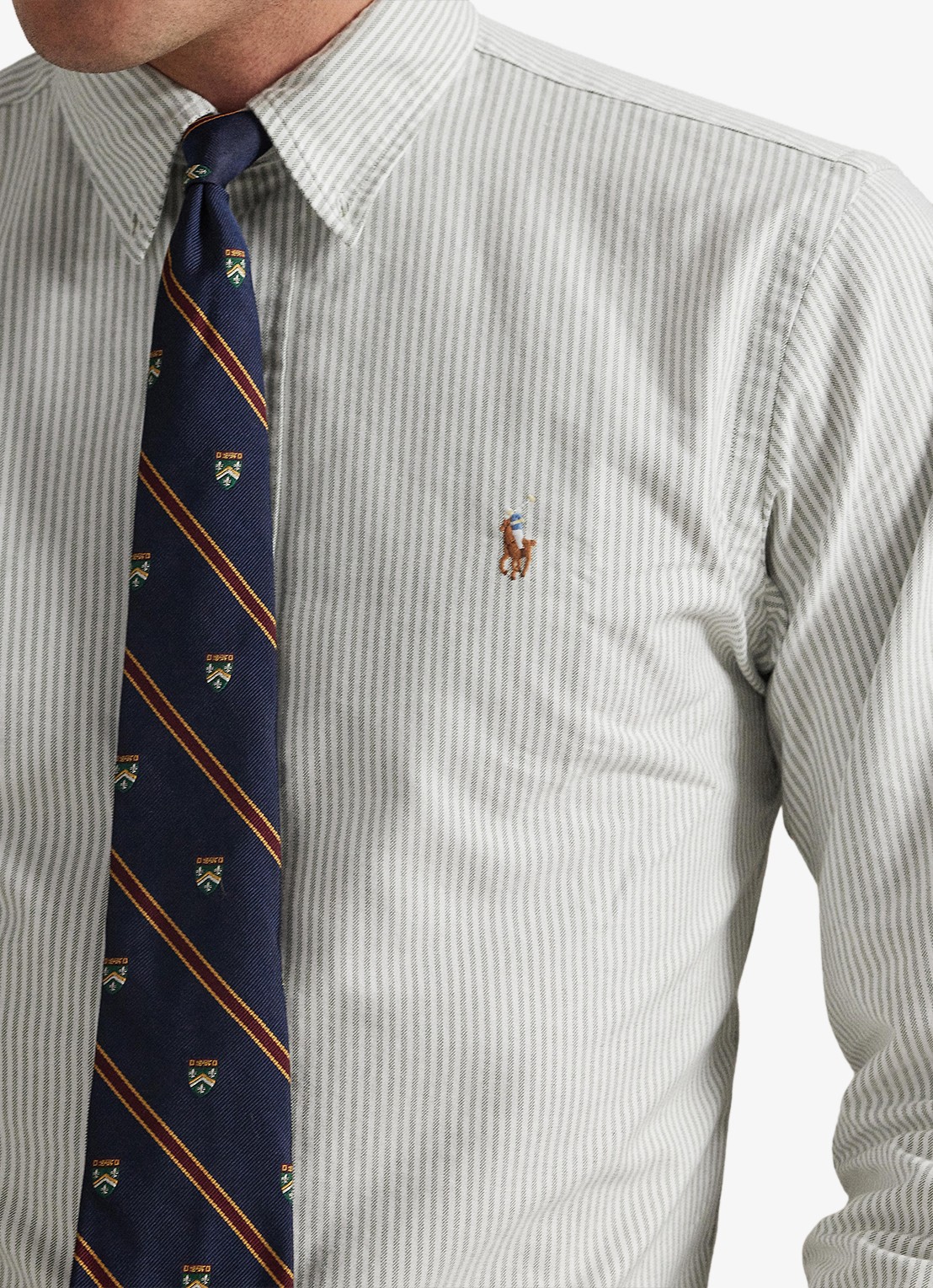 Ralph Lauren Custom fit overhemd met streepprint - detail 4 shamrock white / wit
