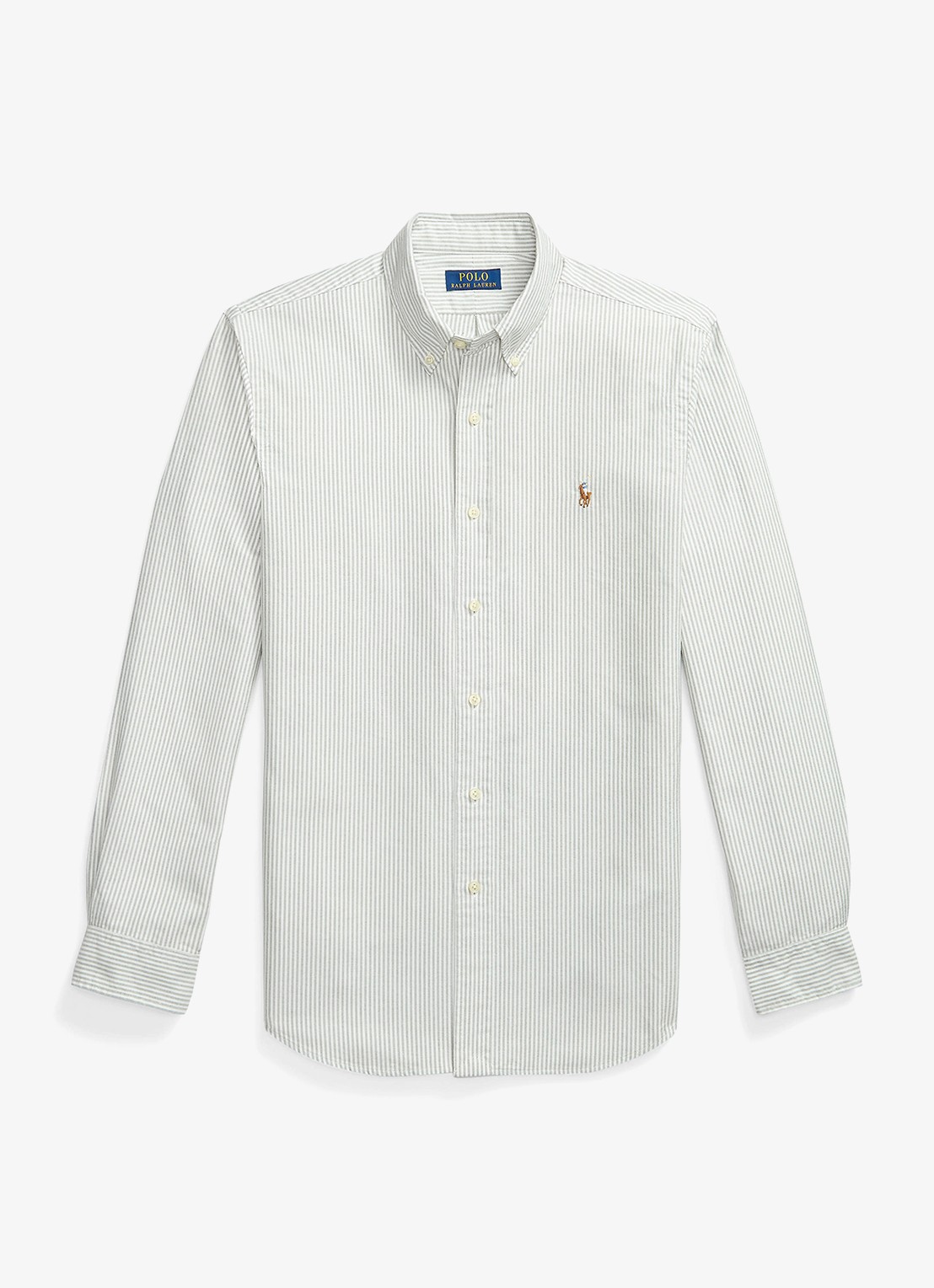 Ralph Lauren Custom fit overhemd met streepprint - voorkant shamrock white / wit