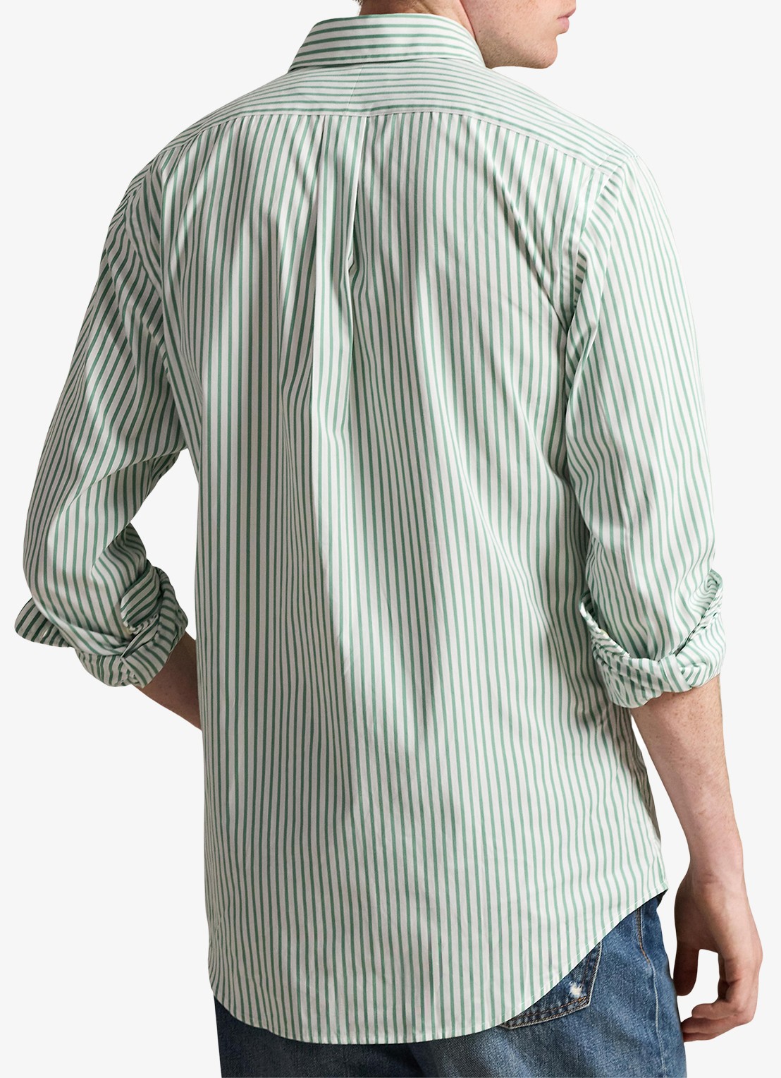 Ralph Lauren Custom fit overhemd met streepprint - achterkant 3 white seafoam / lichtgroen