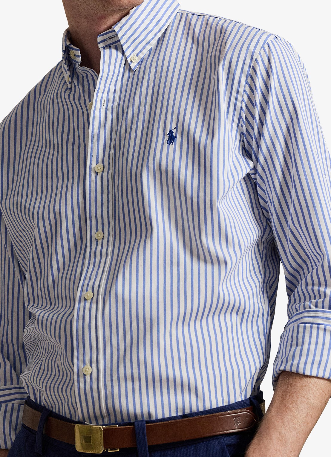 Ralph Lauren Custom fit overhemd met streepprint - detail 3 white blue / lichtblauw