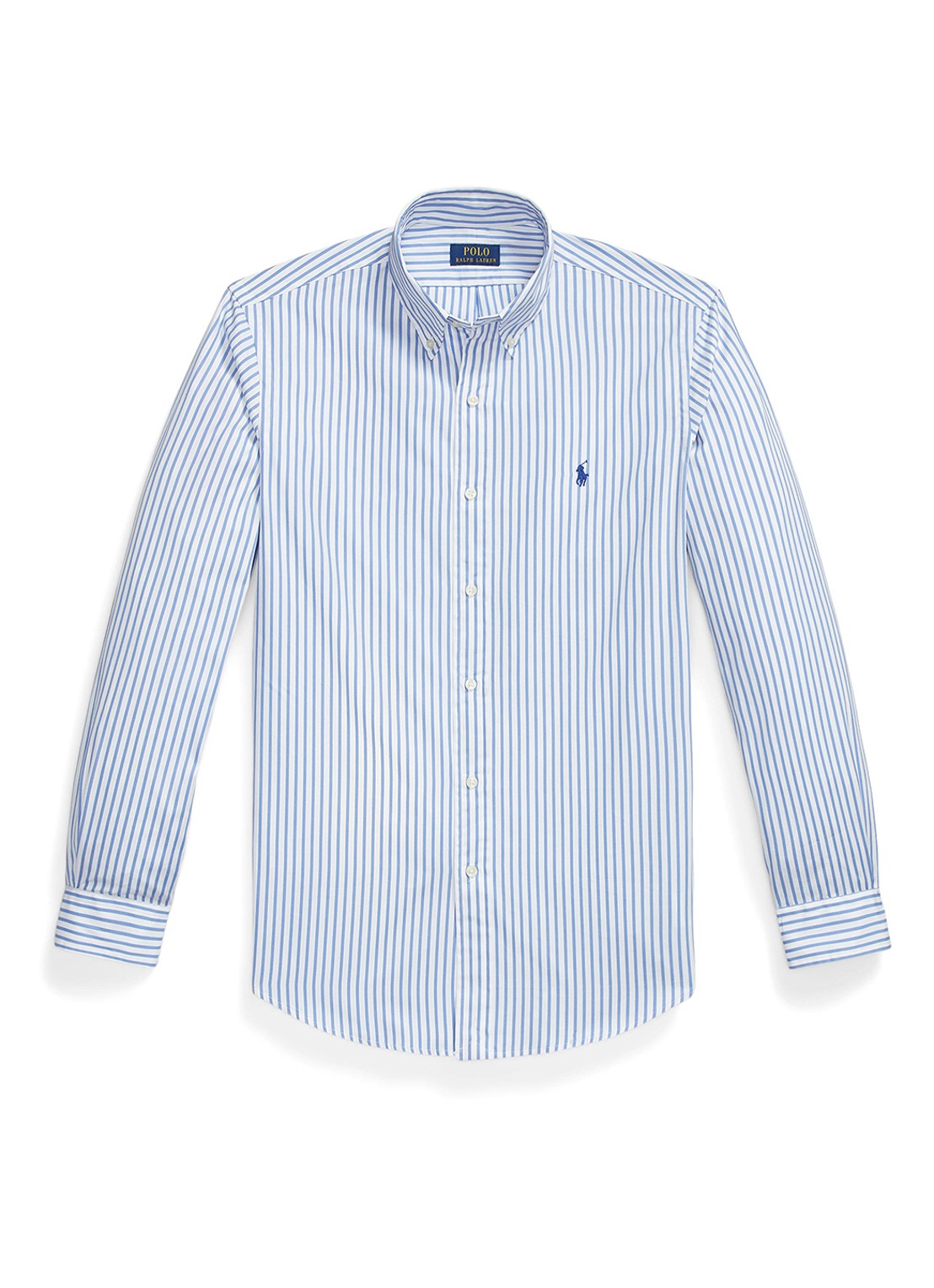 Ralph Lauren Custom fit overhemd met streepprint - voorkant 4 white blue / lichtblauw