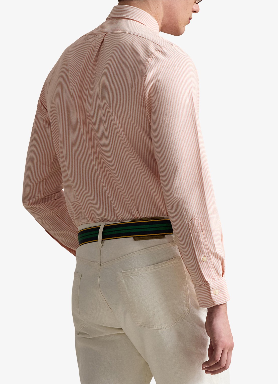 Ralph Lauren Custom fit overhemd met streepprint - achterkant peach / white / zalmroze