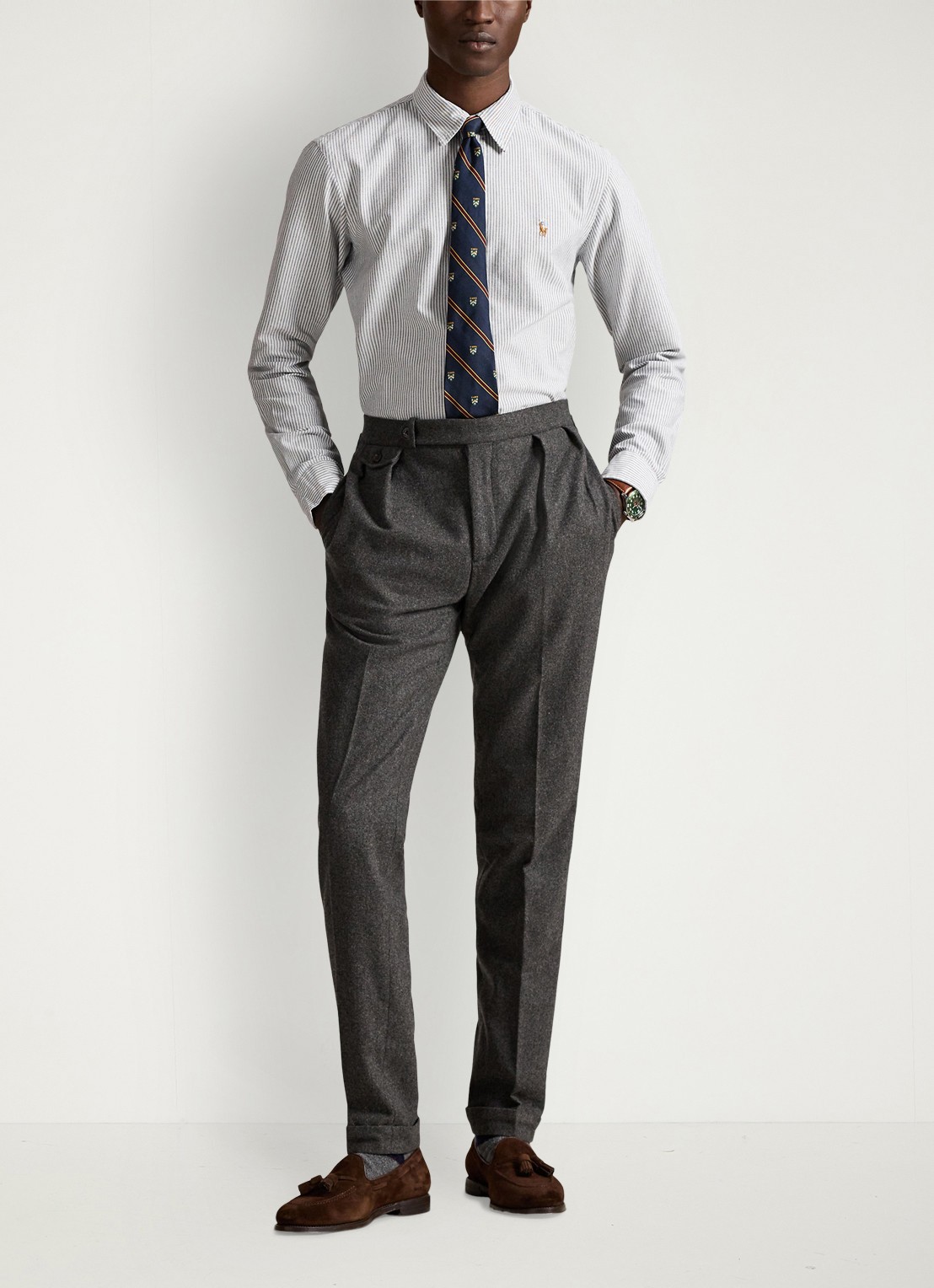 Ralph Lauren Custom fit overhemd met streepprint - voorkant 4 6636o slate/white-48j4