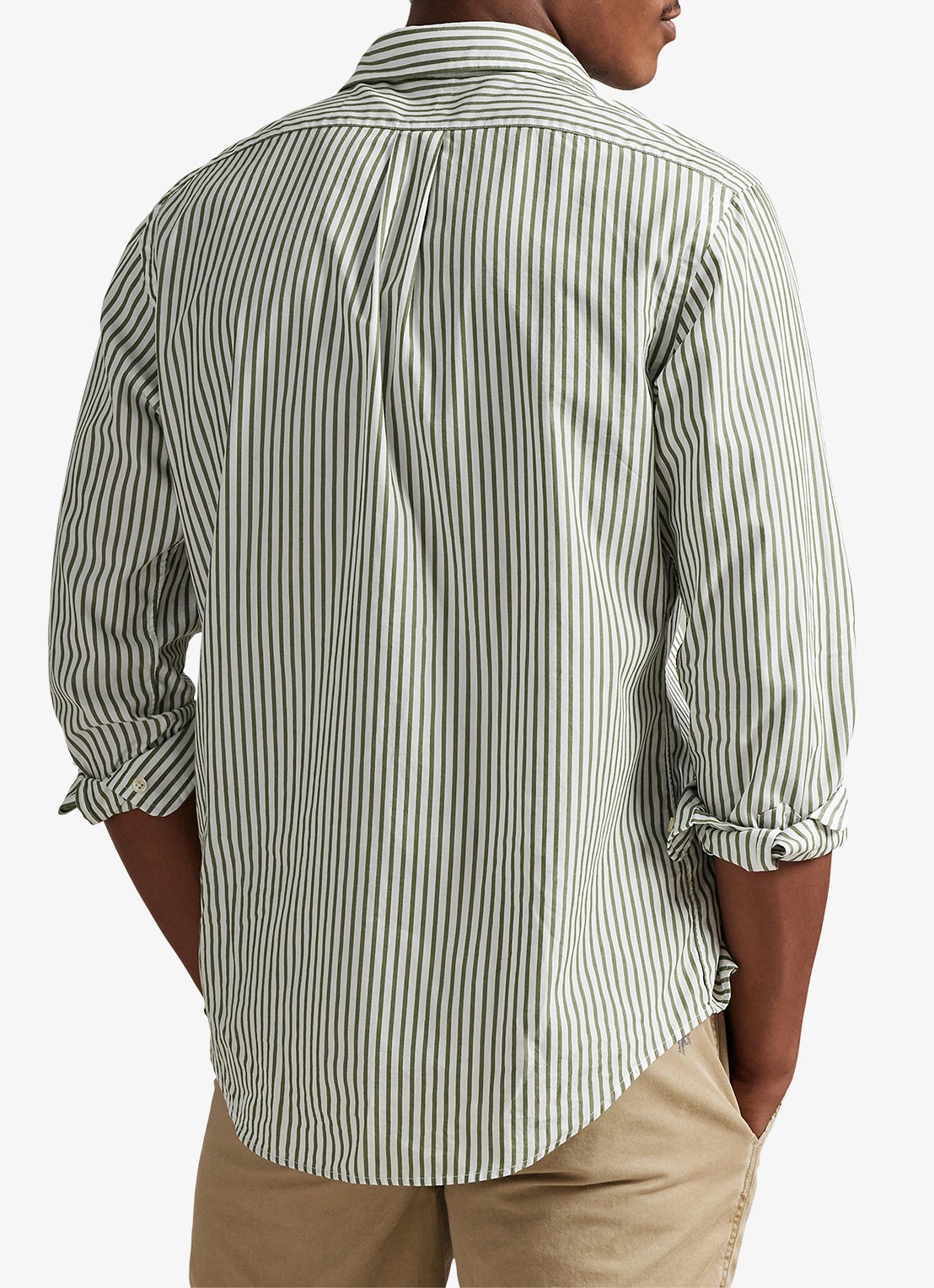 Ralph Lauren Custom fit overhemd met streepprint - achterkant white garden trail / groen