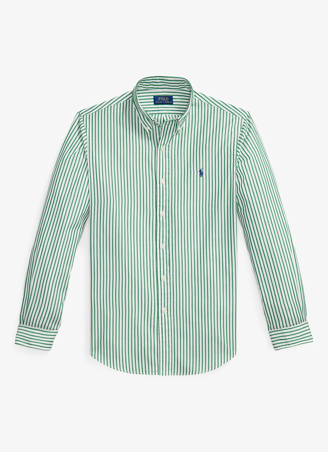 Ralph Lauren Custom fit overhemd met streepprint - voorkant 2 white erin green / groen