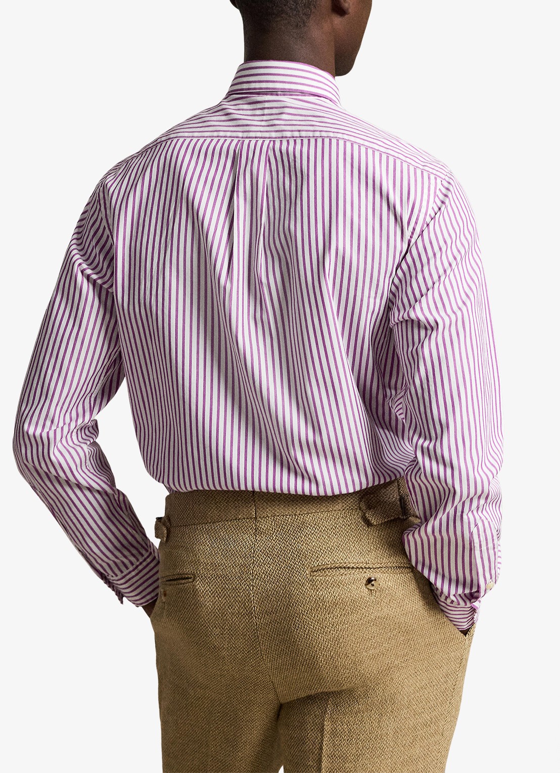 Ralph Lauren Custom fit overhemd met streepprint - achterkant 5 white purple dawn / paars