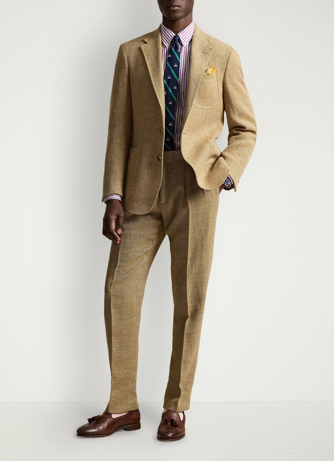 Ralph Lauren Custom fit overhemd met streepprint - detail 2 white purple dawn / paars