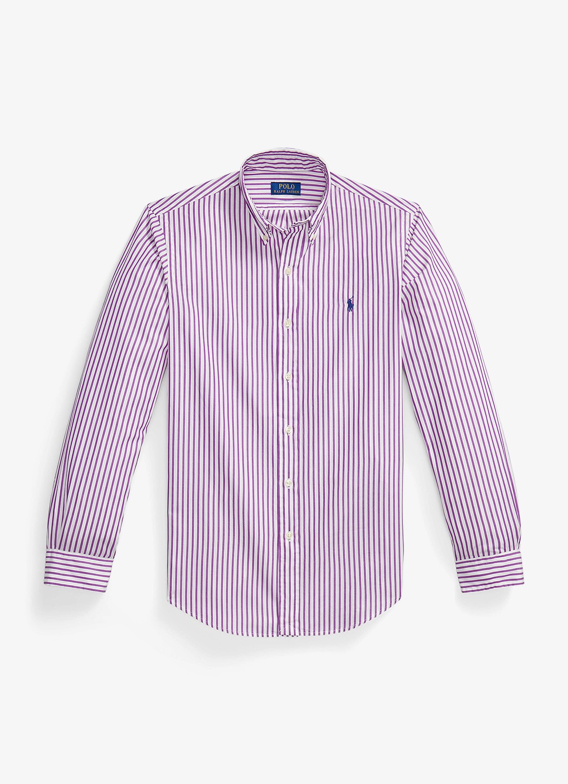 Ralph Lauren Custom fit overhemd met streepprint - voorkant 6 white purple dawn / paars