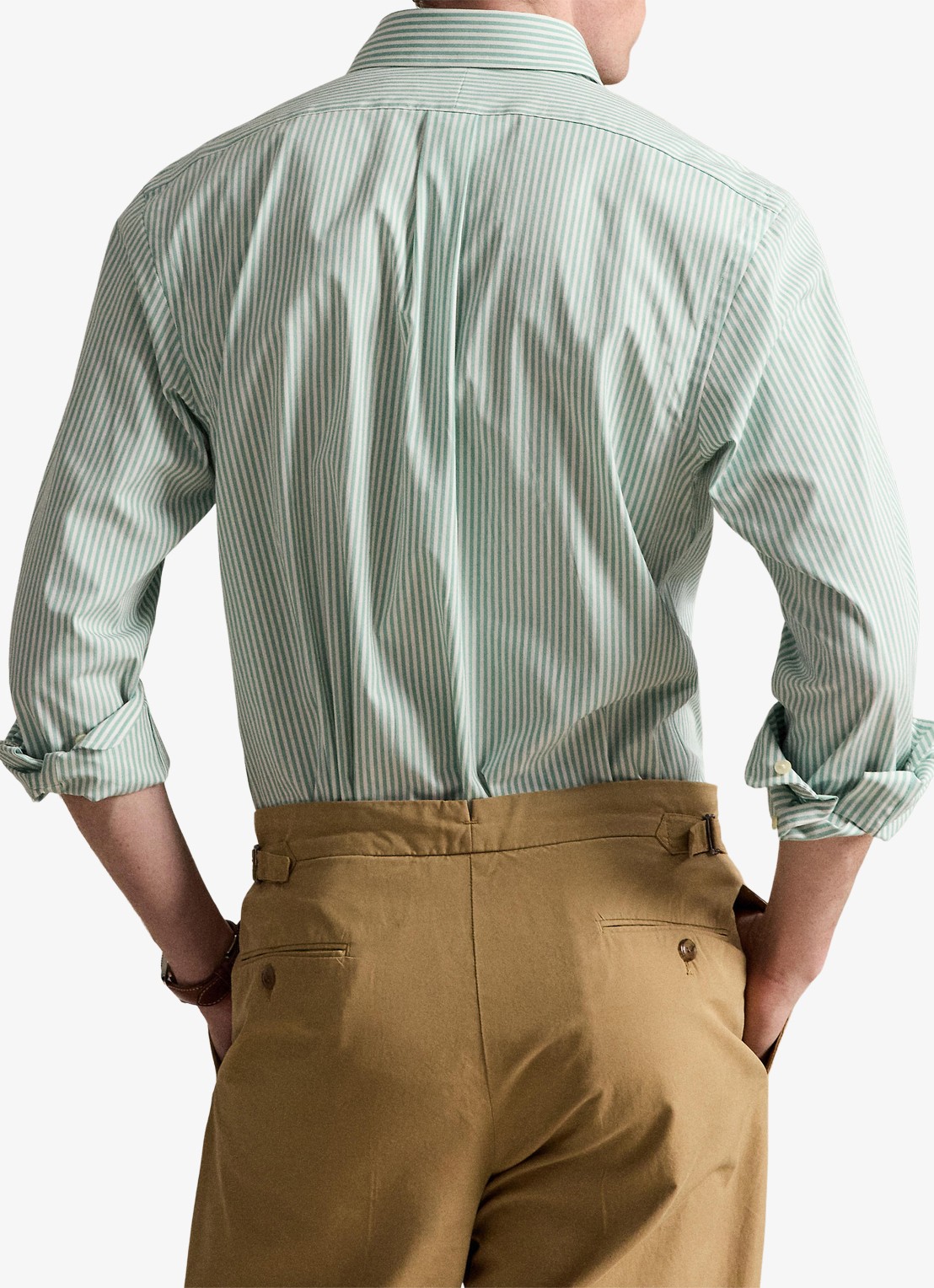 Ralph Lauren Custom fit overhemd met streepprint - achterkant 5 lichtgroen